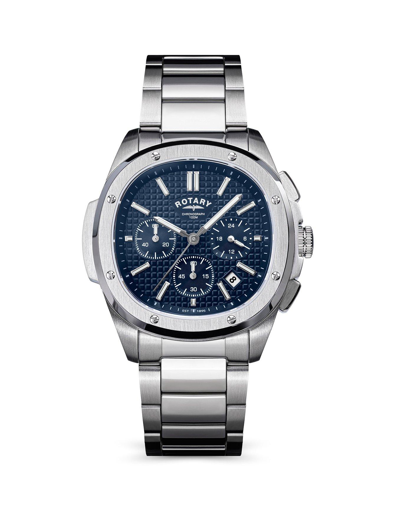 Rotary Men's SS Chronograph Blt Blue Dial 100m
