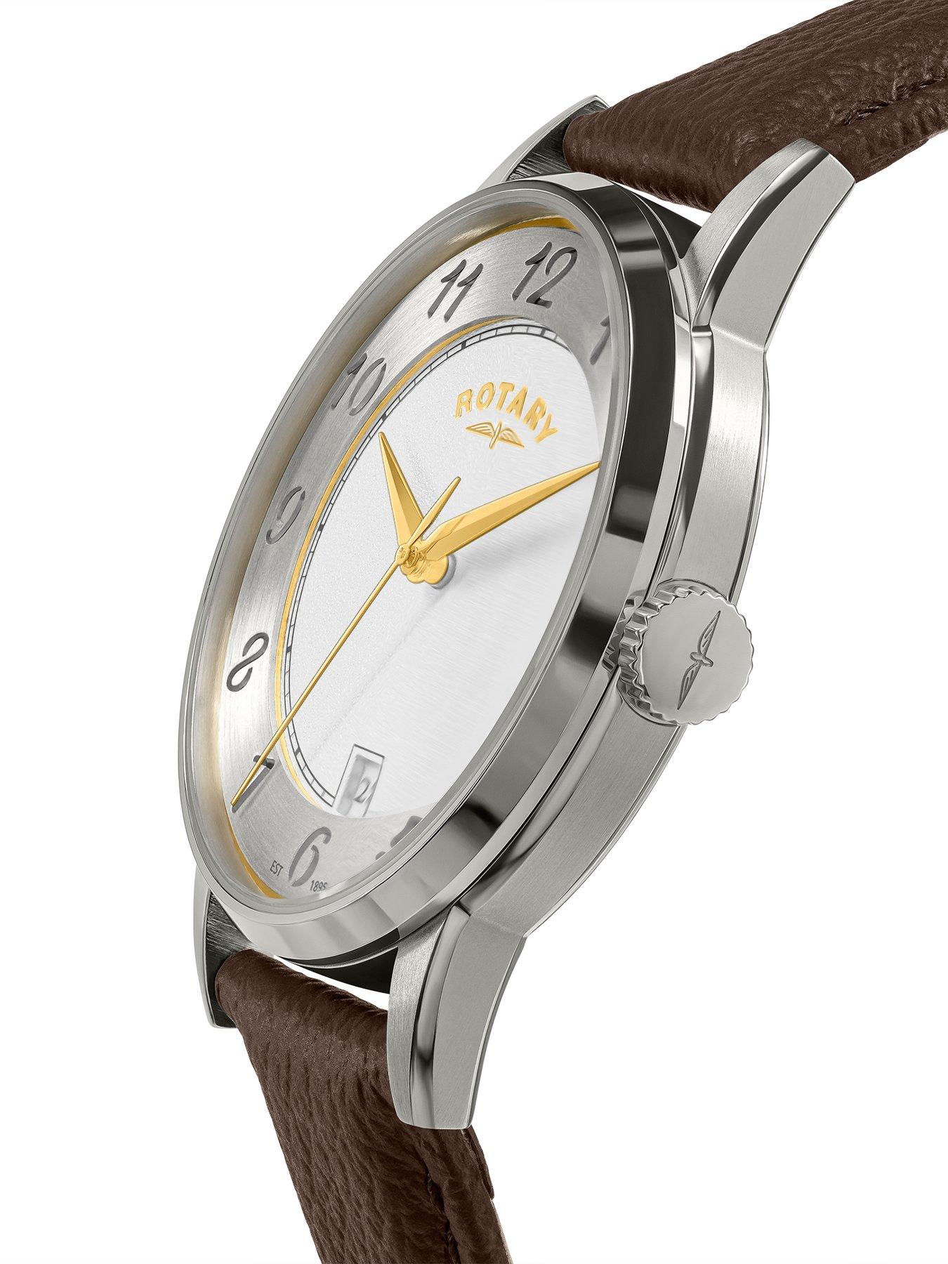 Image 3 of 6 of Rotary Men's SS Brown Strap White Dial 50m