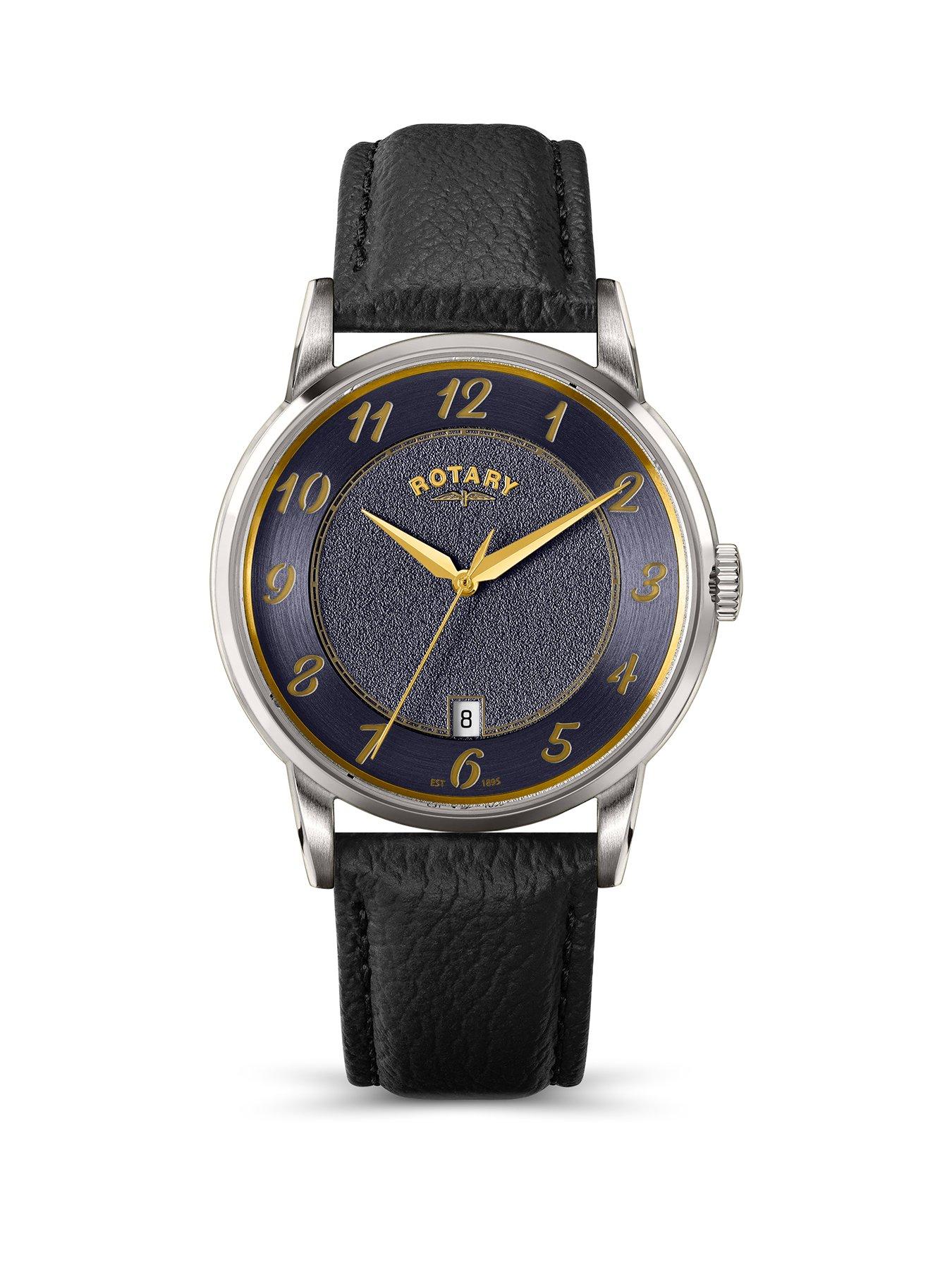 Rotary Men's SS Black Strap Navy Dial 50m