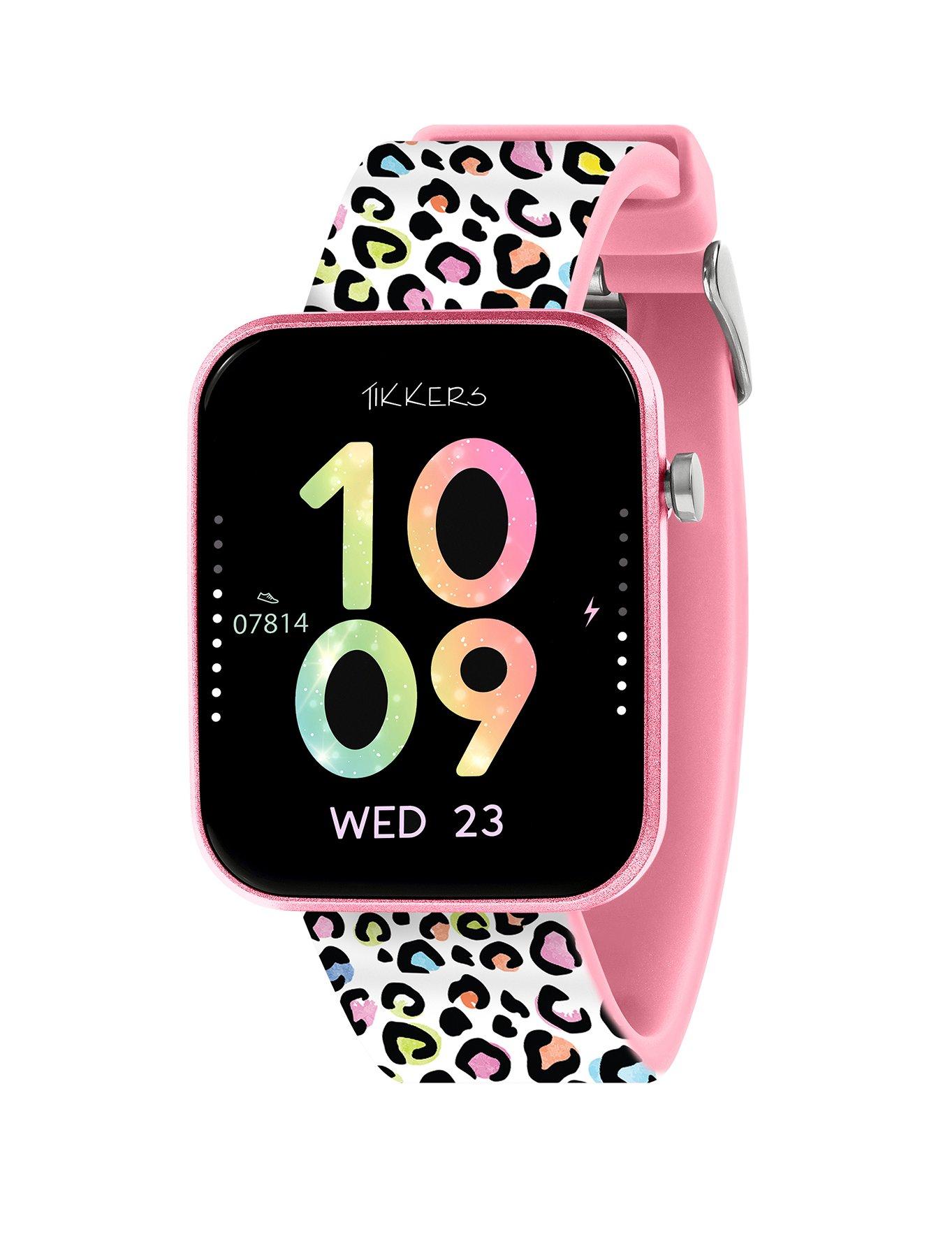 Tikkers Tikkers Smart Series 13 Pink Leopard Print Silicone Strap Smart Watch