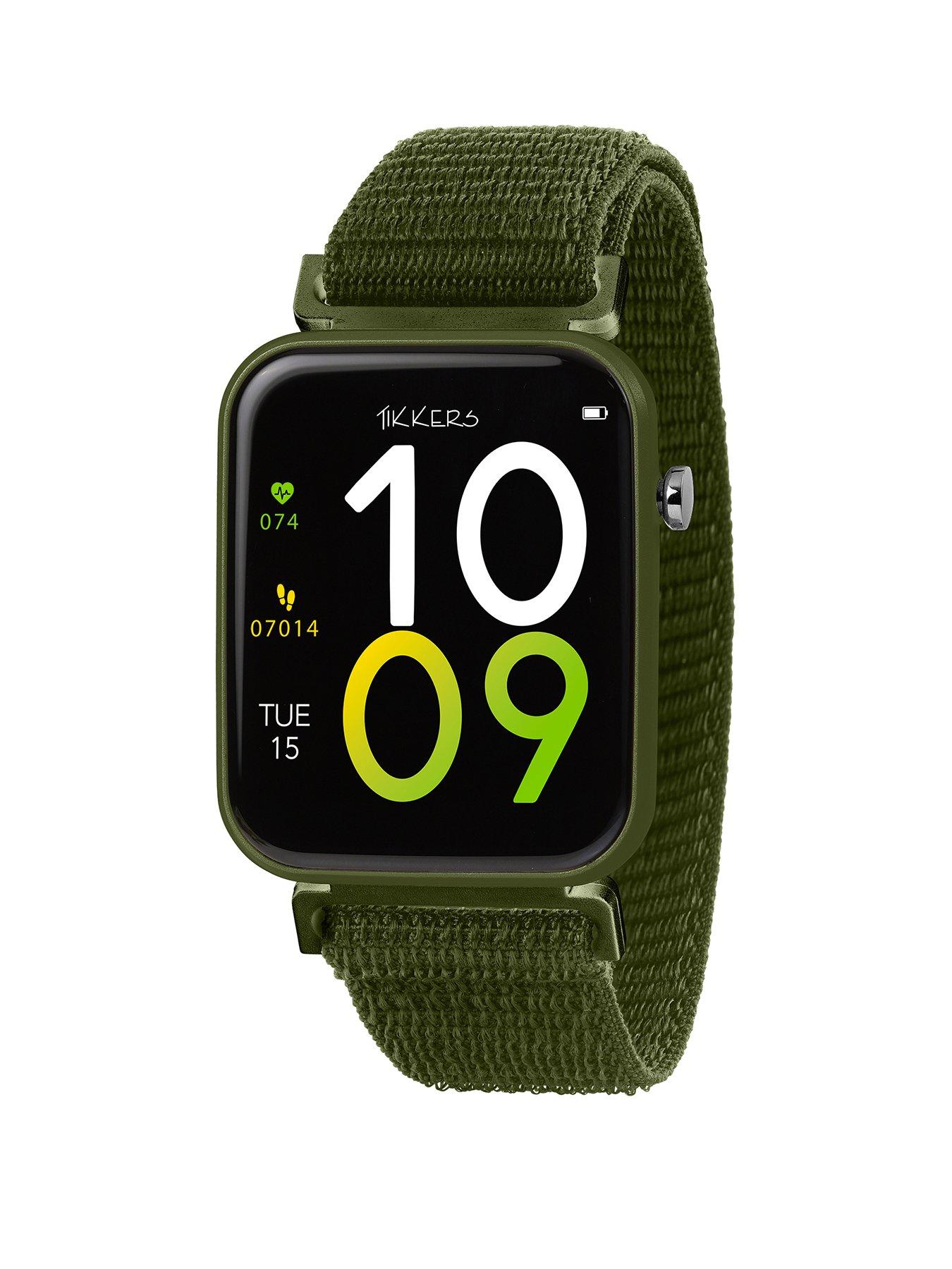  image of tikkers-smart-series-13-green-velcro-strap-smart-watch