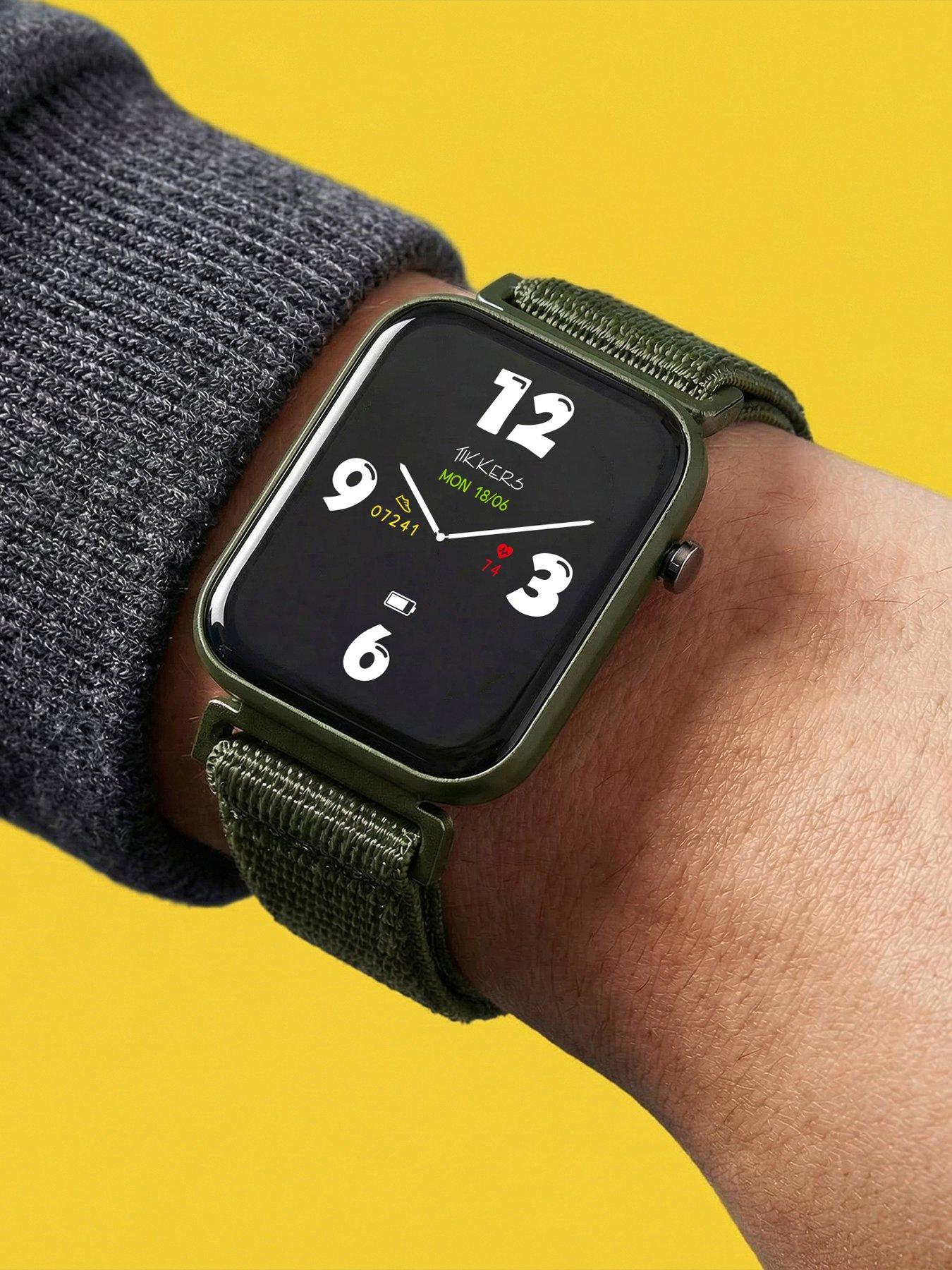 stillFront image of tikkers-smart-series-13-green-velcro-strap-smart-watch