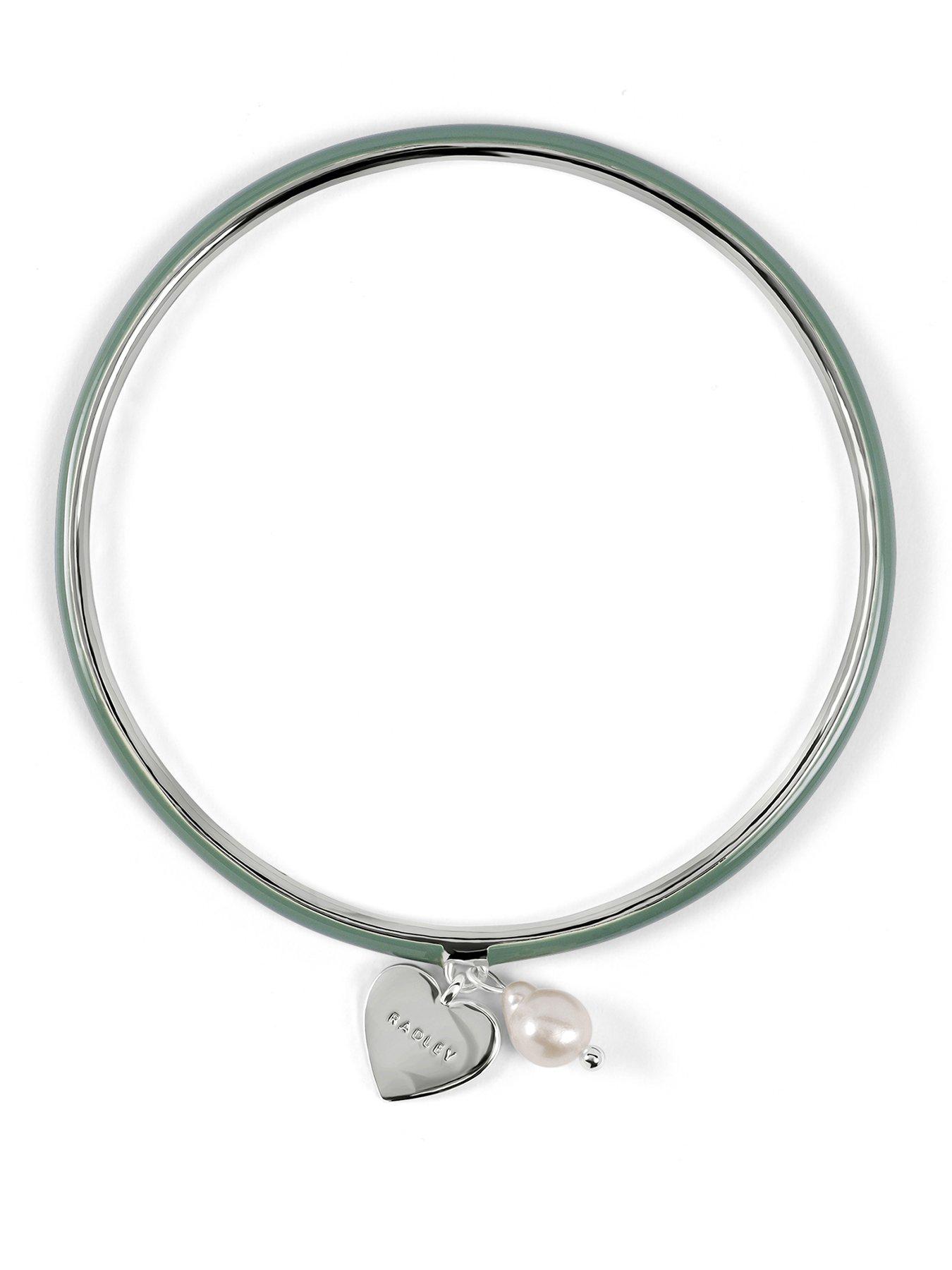 Radley Silver Steel Enamel Bangle With Hanging Charms