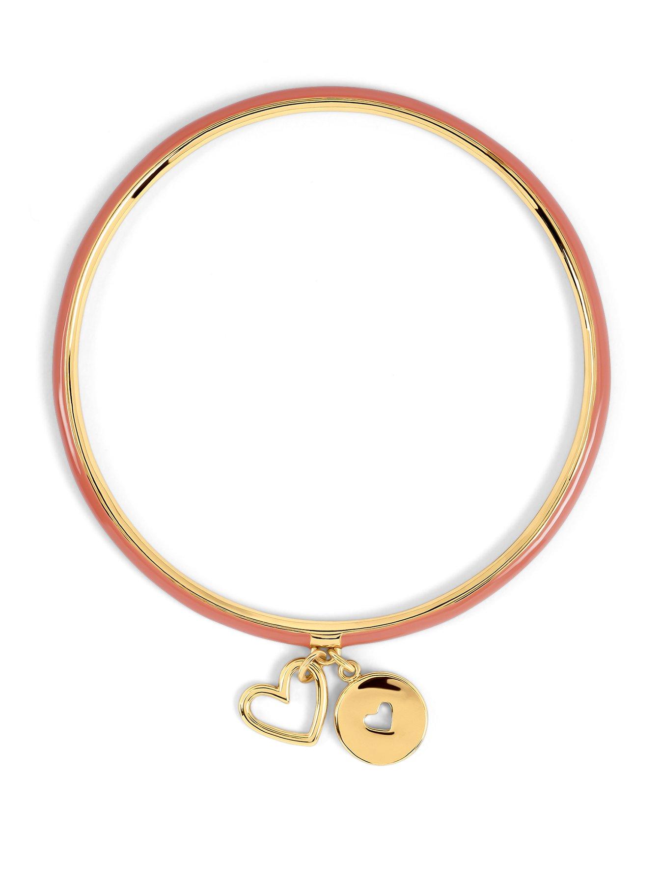 Image 1 of 5 of Radley Gold and Carnation Enamel Bangle With Hanging Charms