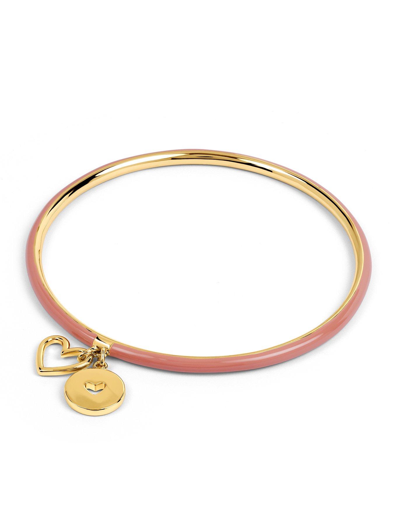 Image 4 of 5 of Radley Gold and Carnation Enamel Bangle With Hanging Charms