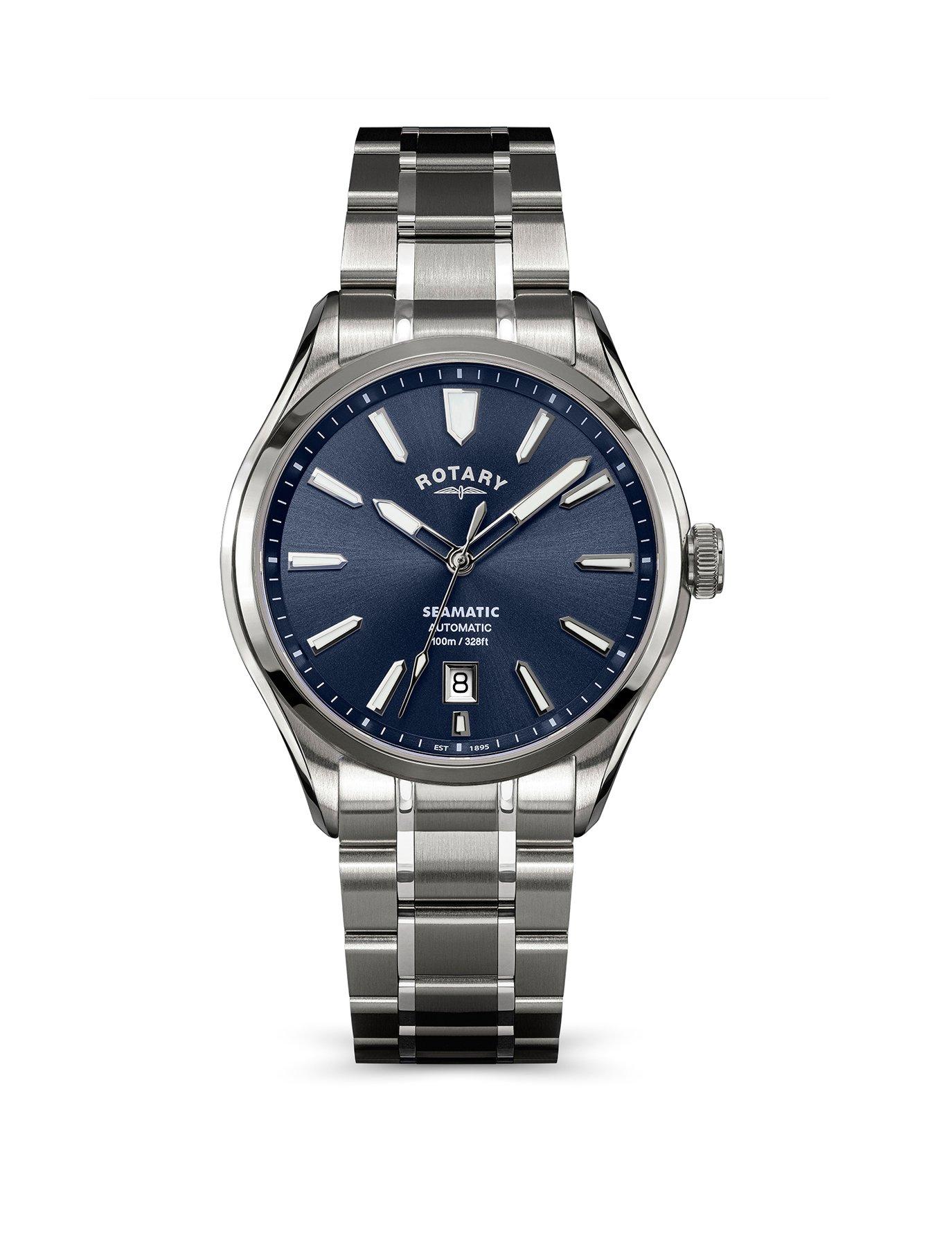 Rotary Men's Seamatic SS Bracelet Blue Dial 100m