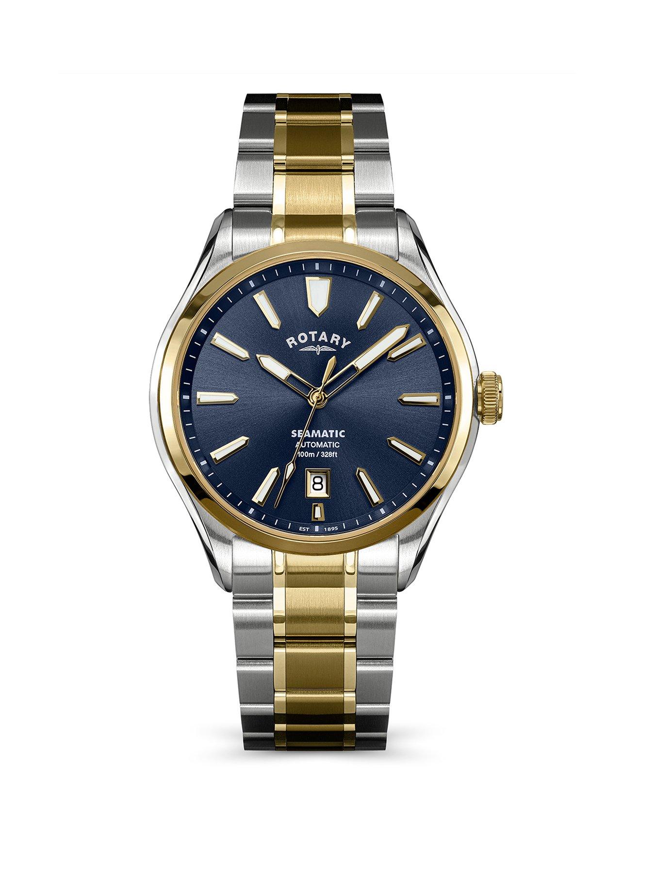 Rotary Rotary Men's Seamatic SS/GP Bracelet Blue Dial 100m
