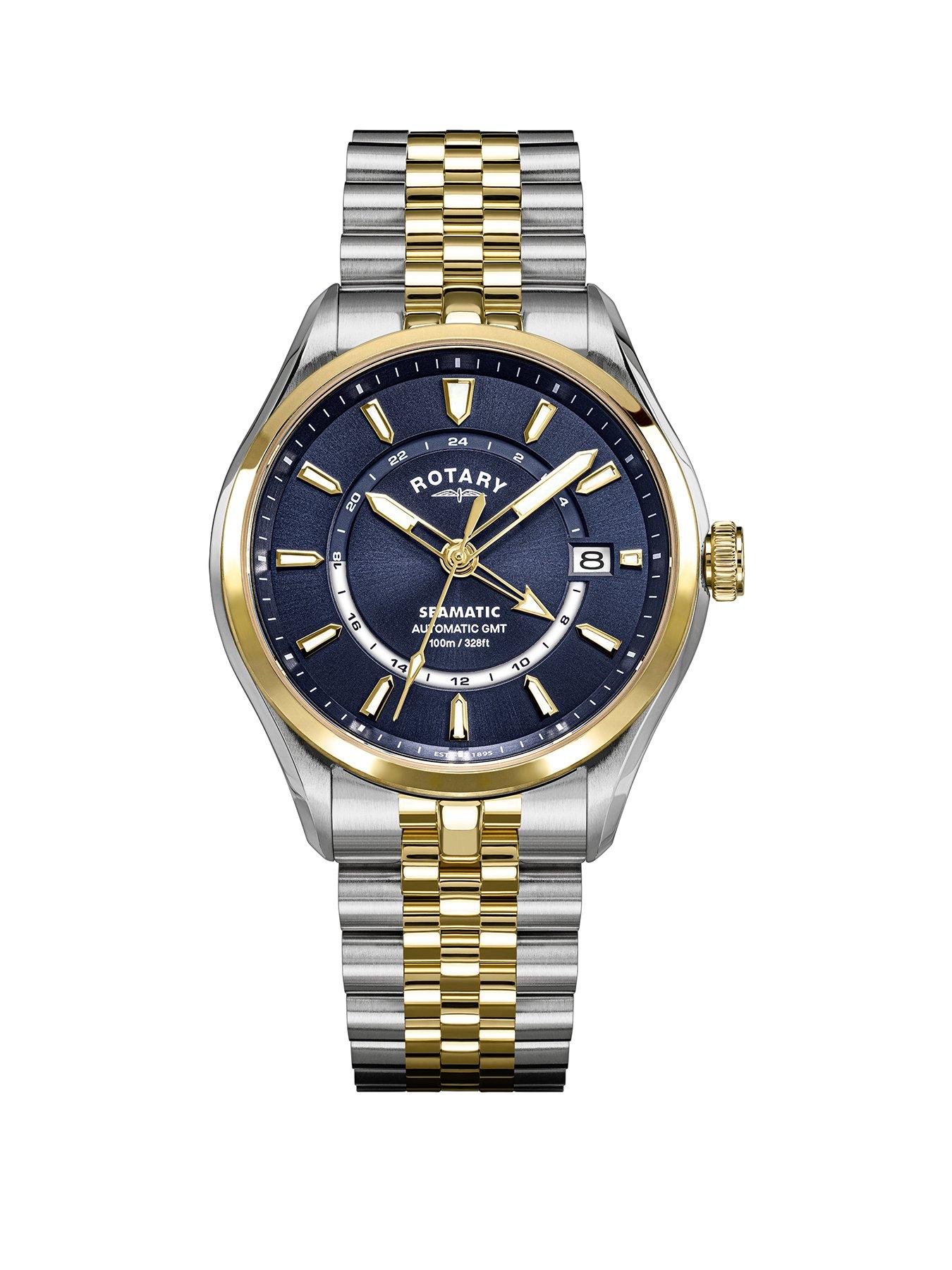 Rotary Rotary Men's Seamatic SS/GP Bracelet Blue Dial 100m