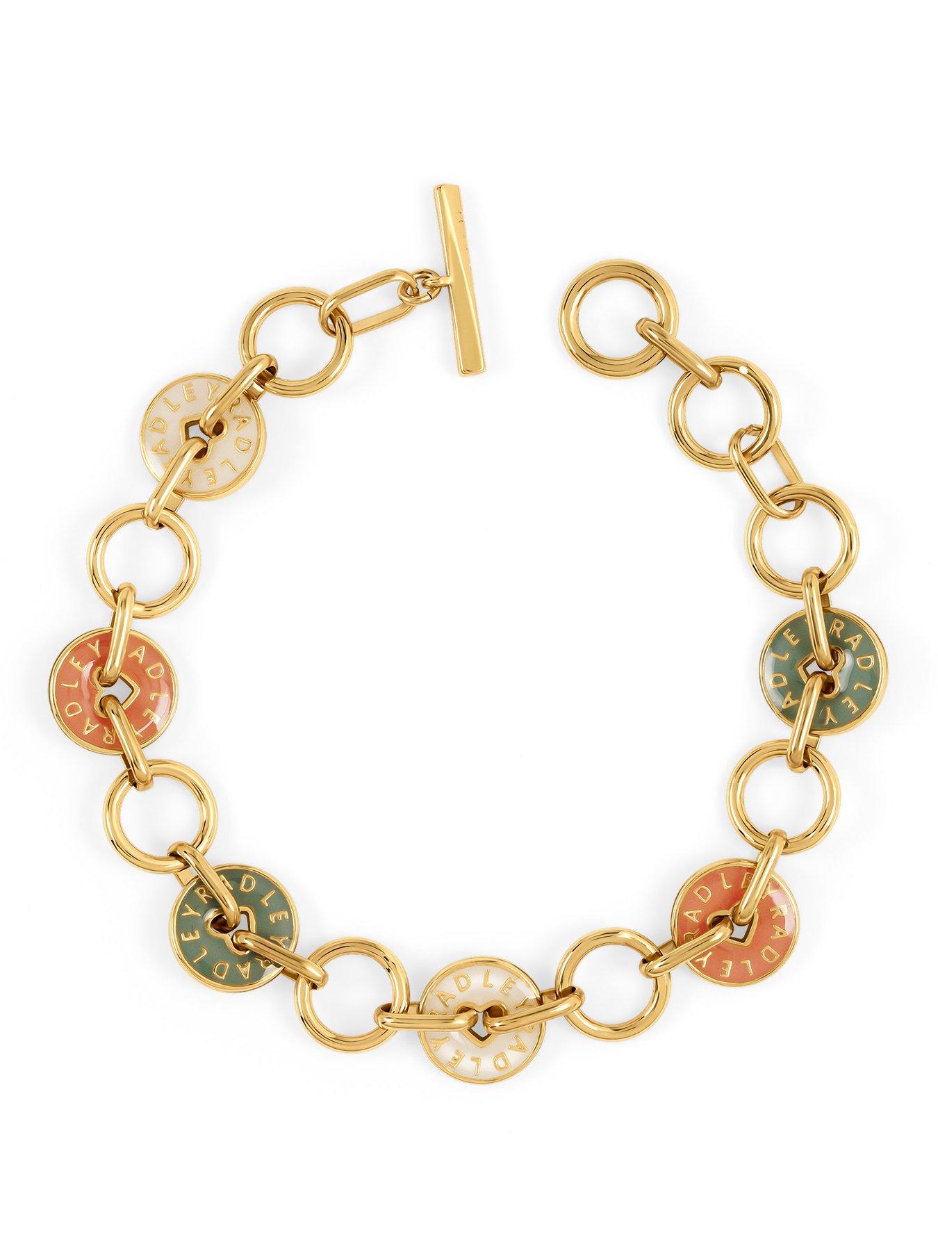 Radley 18ct GP Salt, Pistachio and Carnation Enamel Charm Bracelet