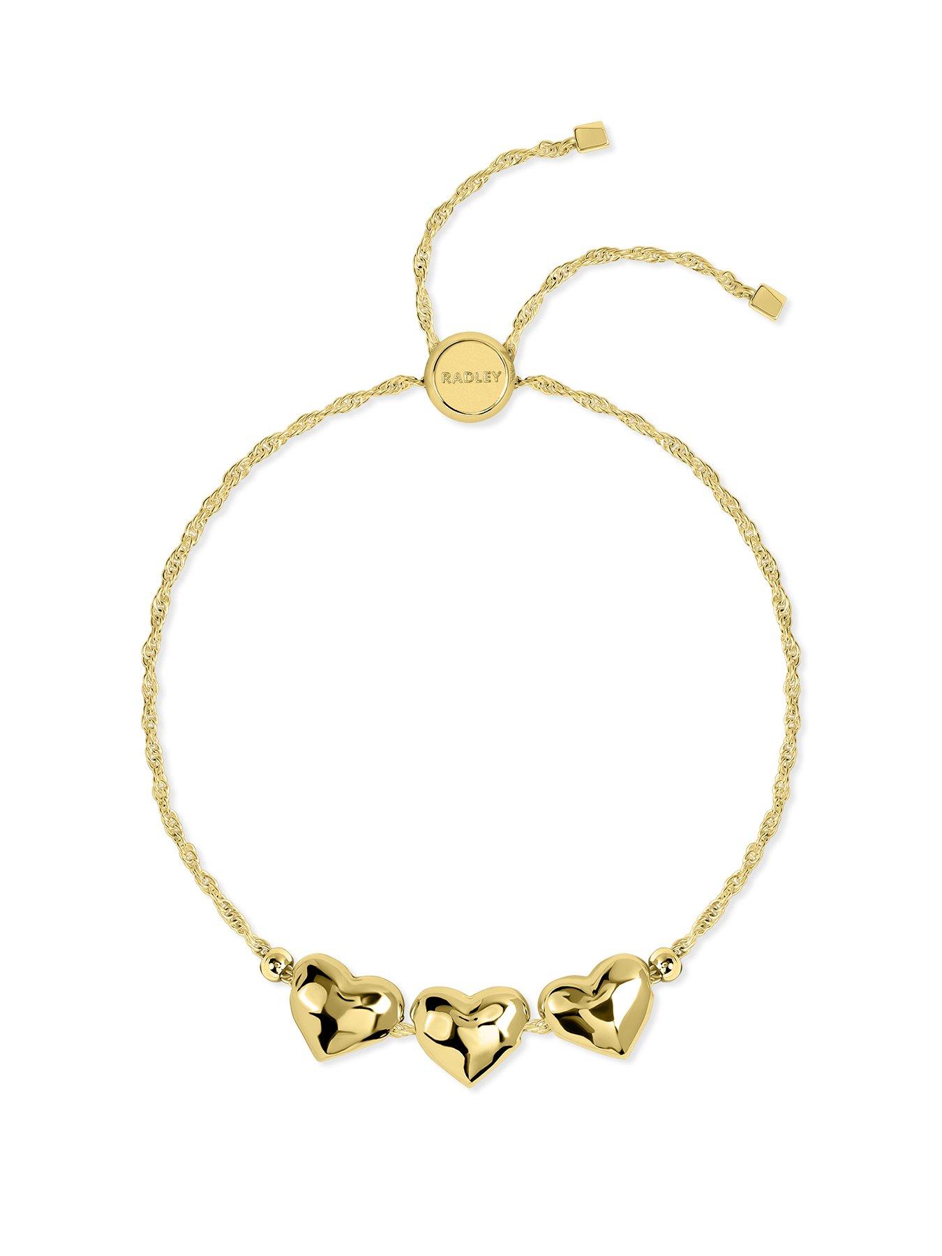Radley Radley 18ct Gold Triple Hammered Heart Charm Bracelet
