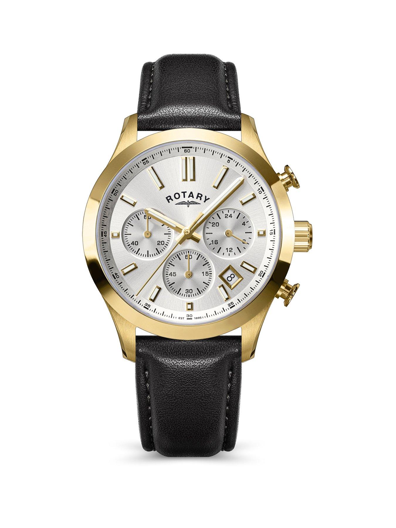 rotary-mens-gp-chronograph-black-strap-silver-white-dial-50m