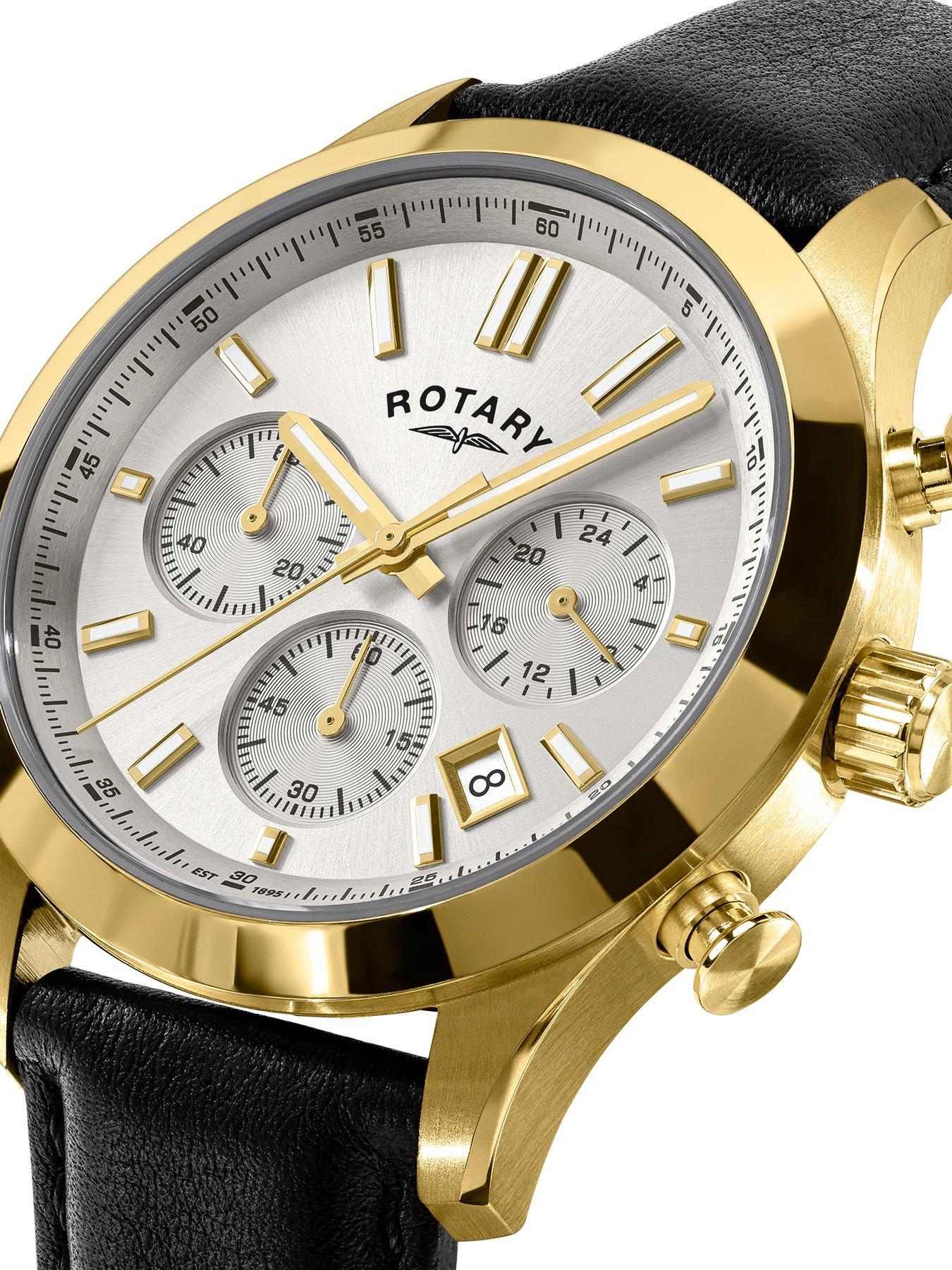 Image 2 of 6 of Rotary Men's GP Chronograph Black Strap Silver White Dial 50m