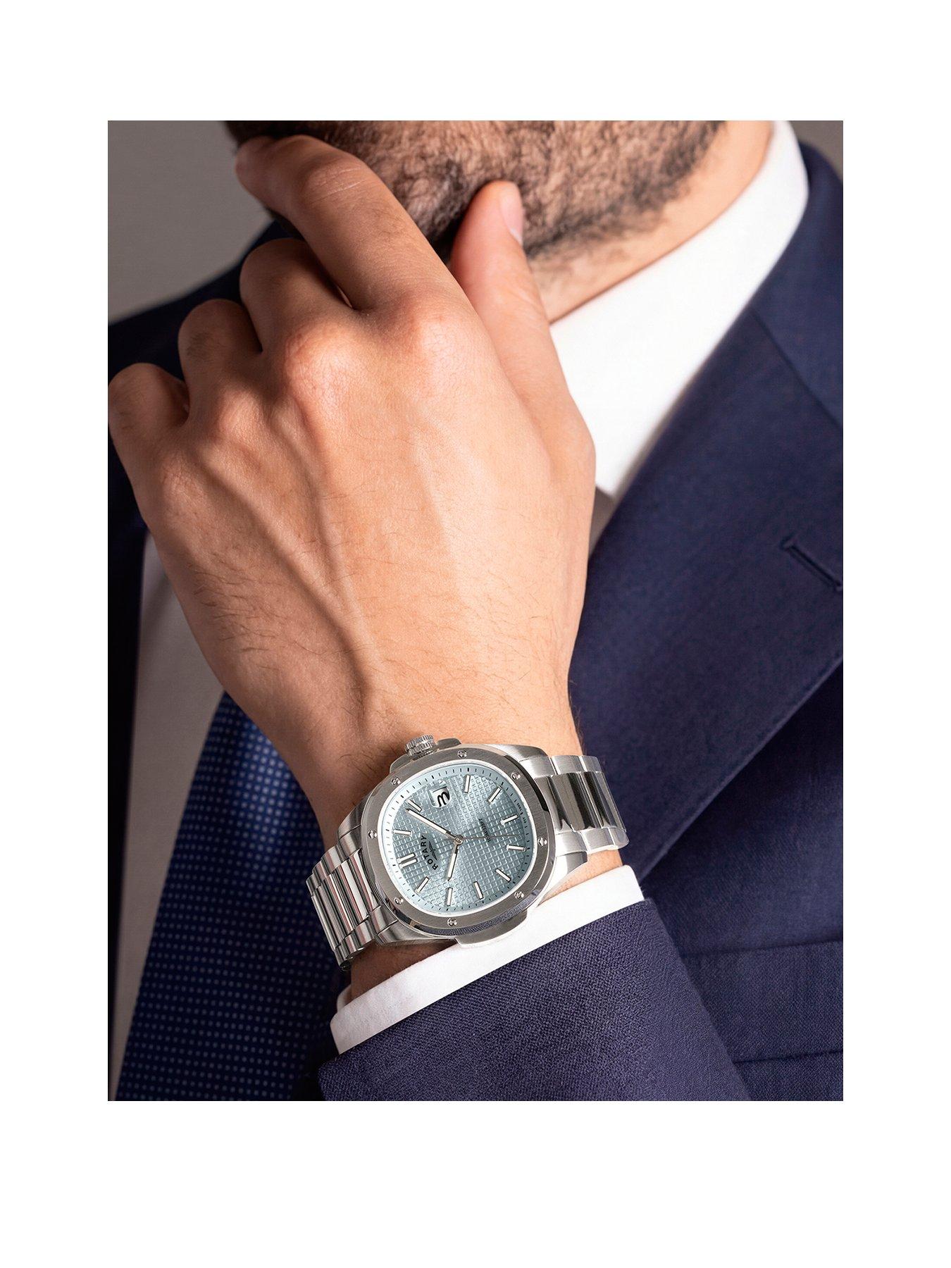 Rotary Men's  SS Blt Pale Blue Dial 100m