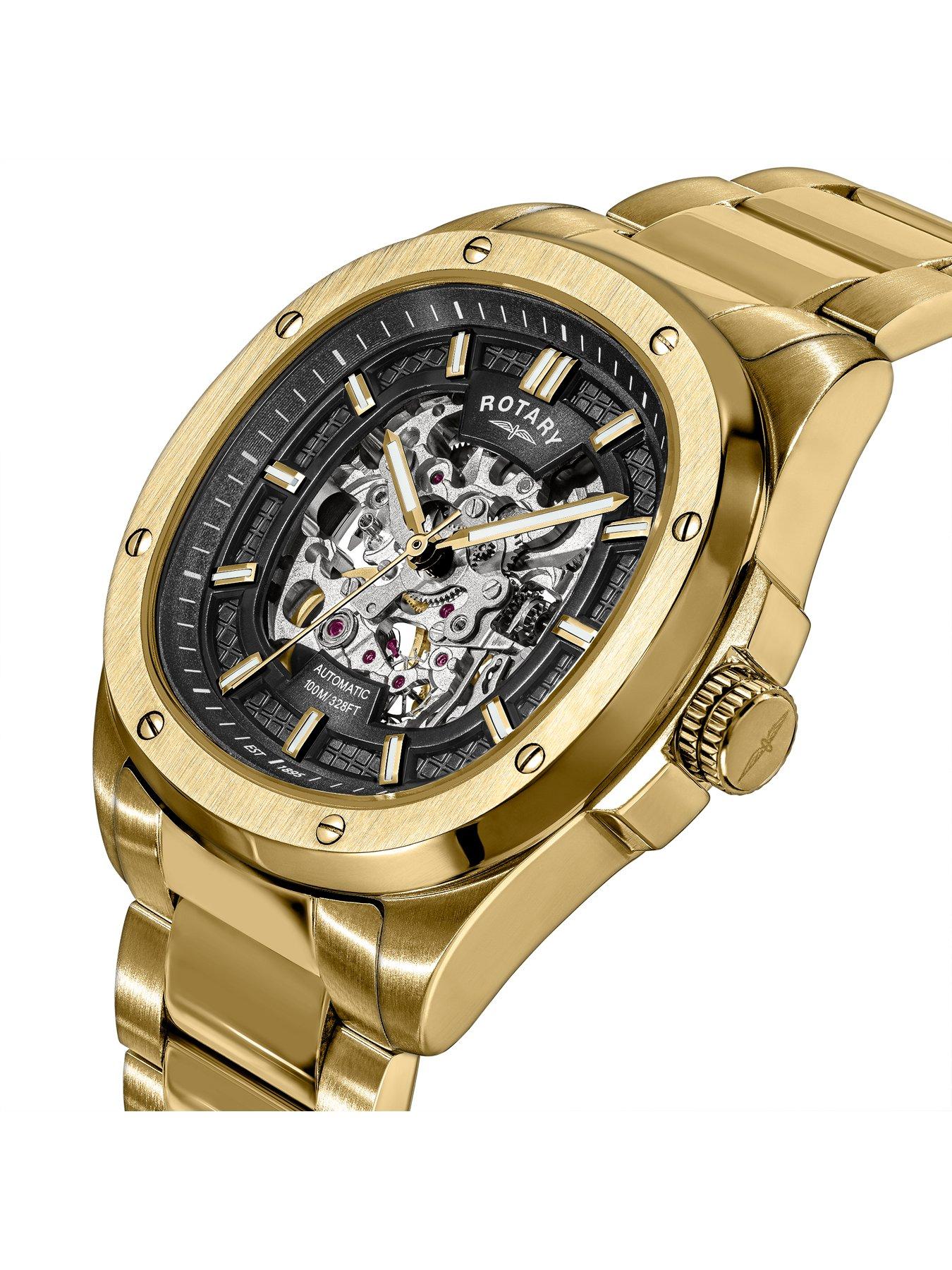 Image 2 of 6 of Rotary Men's Skeleton Automatic GP Bracelet Gun Dial 100m