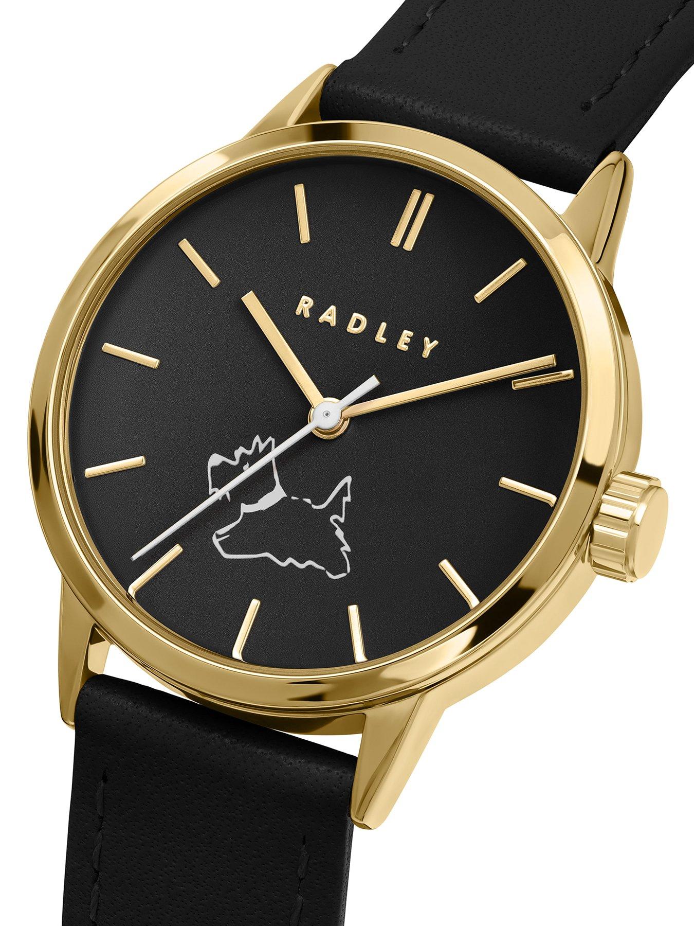 Image 2 of 4 of Radley Walkies Gold Plated Black Leather Strap Watch