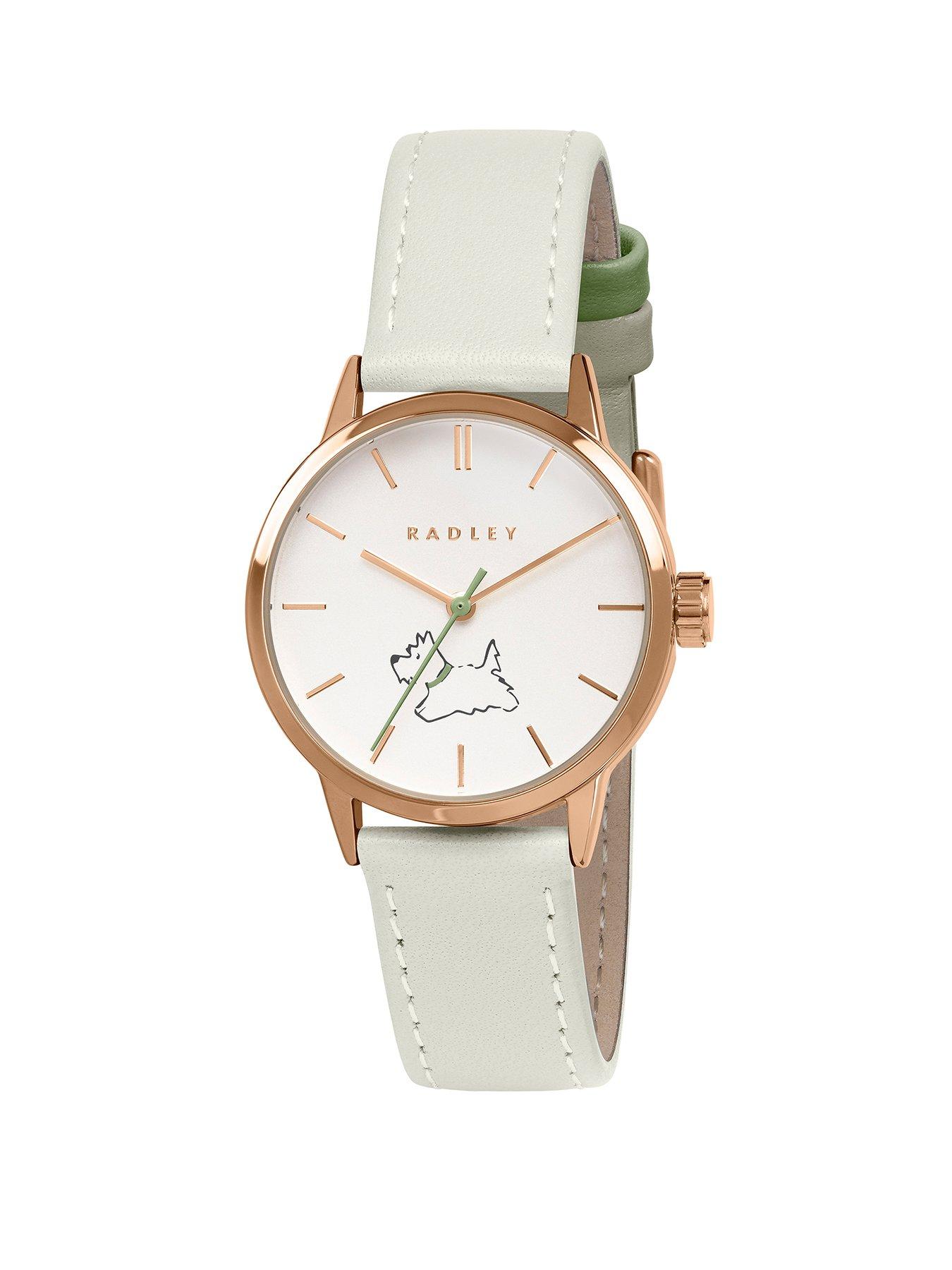 Radley Radley Walkies Rose Gold Plated Salt & Apple Leather Strap Watch