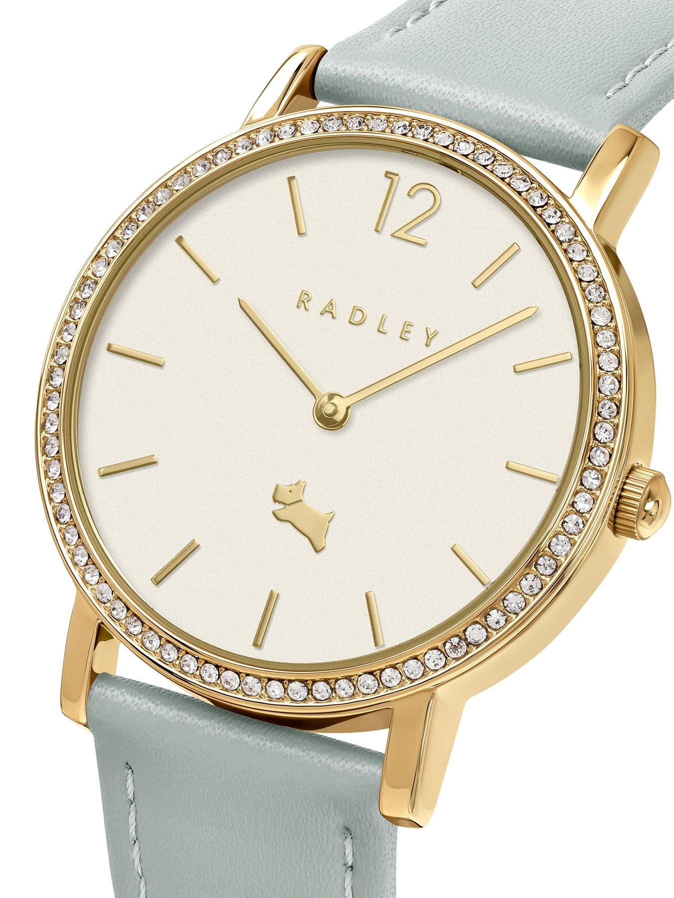Image 2 of 4 of Radley Gold Plated Stone Set Steel Grey Leather Strap Watch