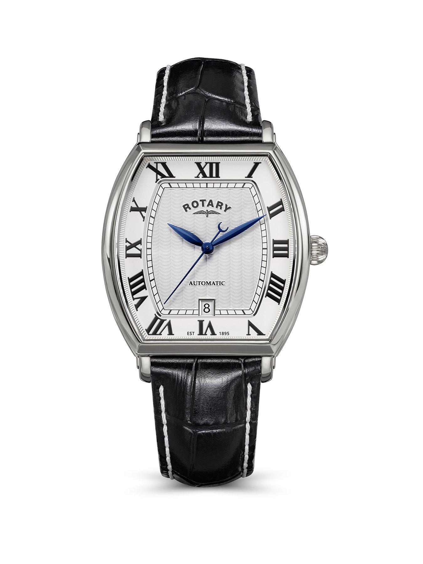 rotary-mens-automatic-ss-black-strap-white-dial-50m