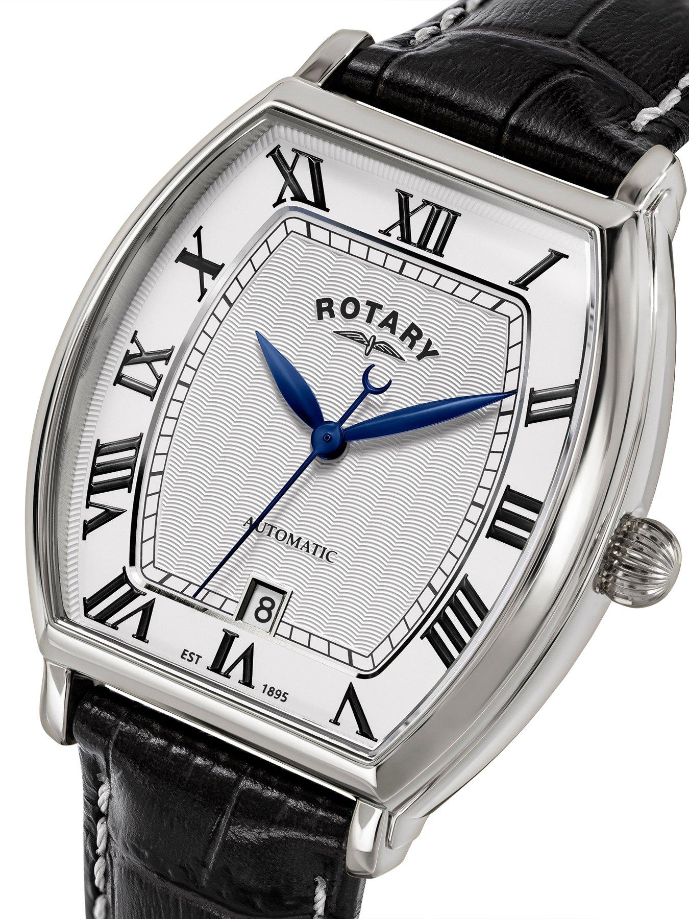 Image 2 of 6 of Rotary Men's Automatic SS Black Strap White Dial 50m