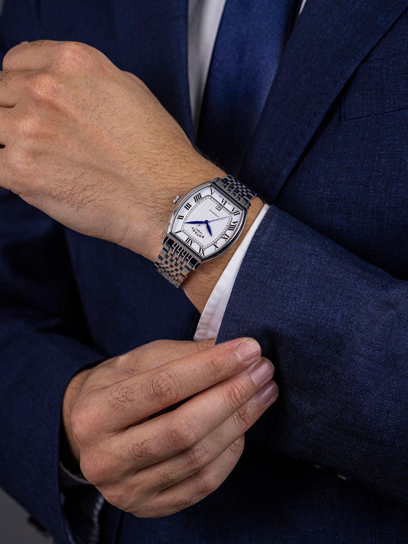 Image 3 of 6 of Rotary Men's Automatic SS Bracelet White Dial 50m