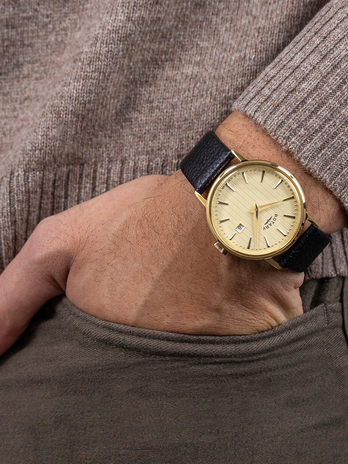 Image 3 of 6 of Rotary Men's GP Brown Strap Cream Dial 50m