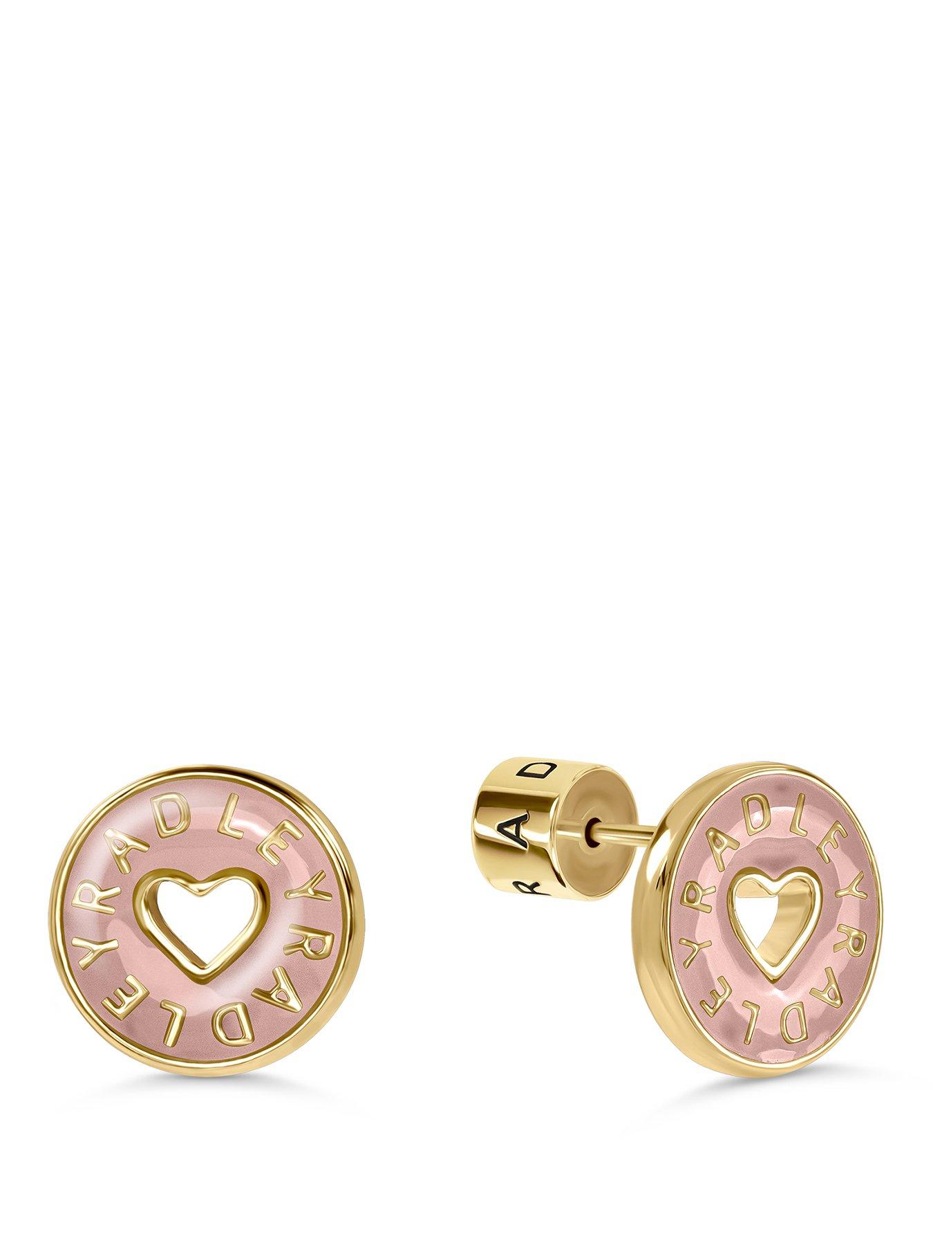 Radley 18ct GP Carnation Enamel Heart Cut Out Earrings