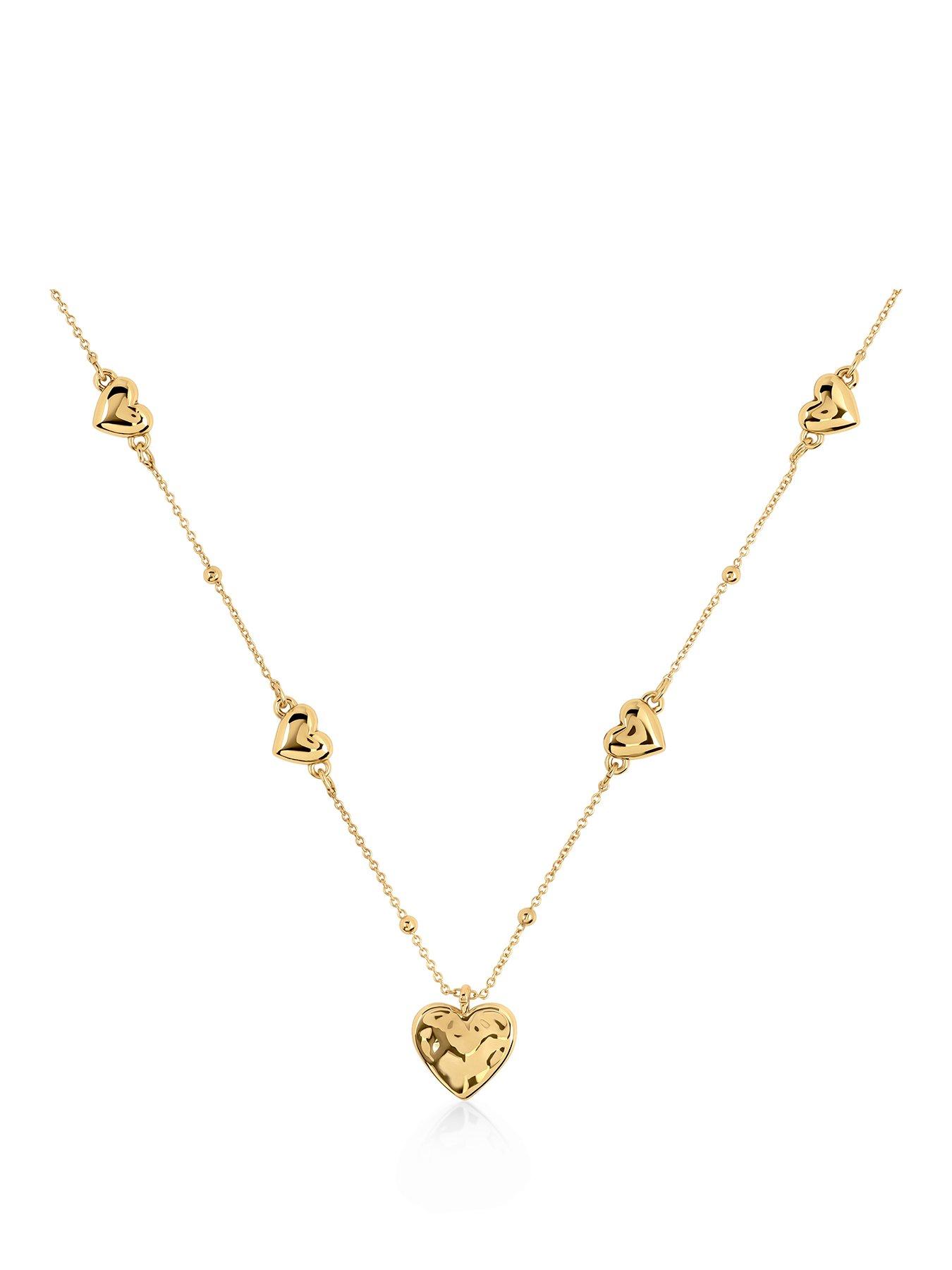 Radley Gold Multi Hammered Heart Charm Necklace