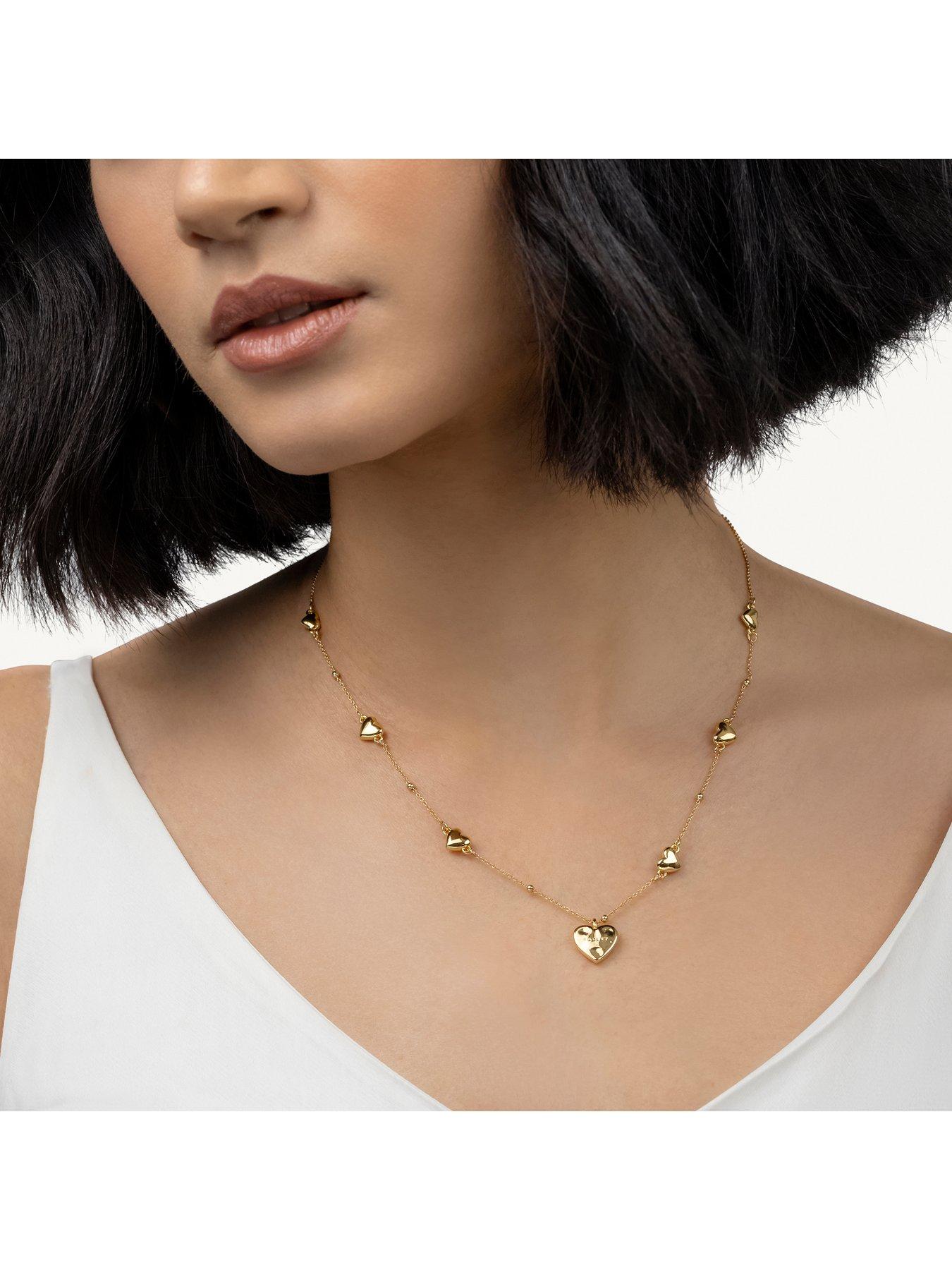 Image 2 of 4 of Radley Gold Multi Hammered Heart Charm Necklace