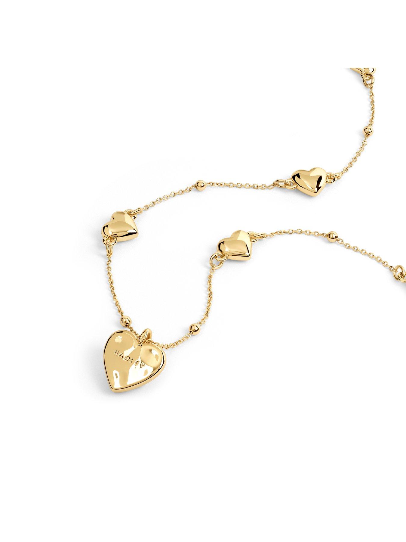 Image 3 of 4 of Radley Gold Multi Hammered Heart Charm Necklace