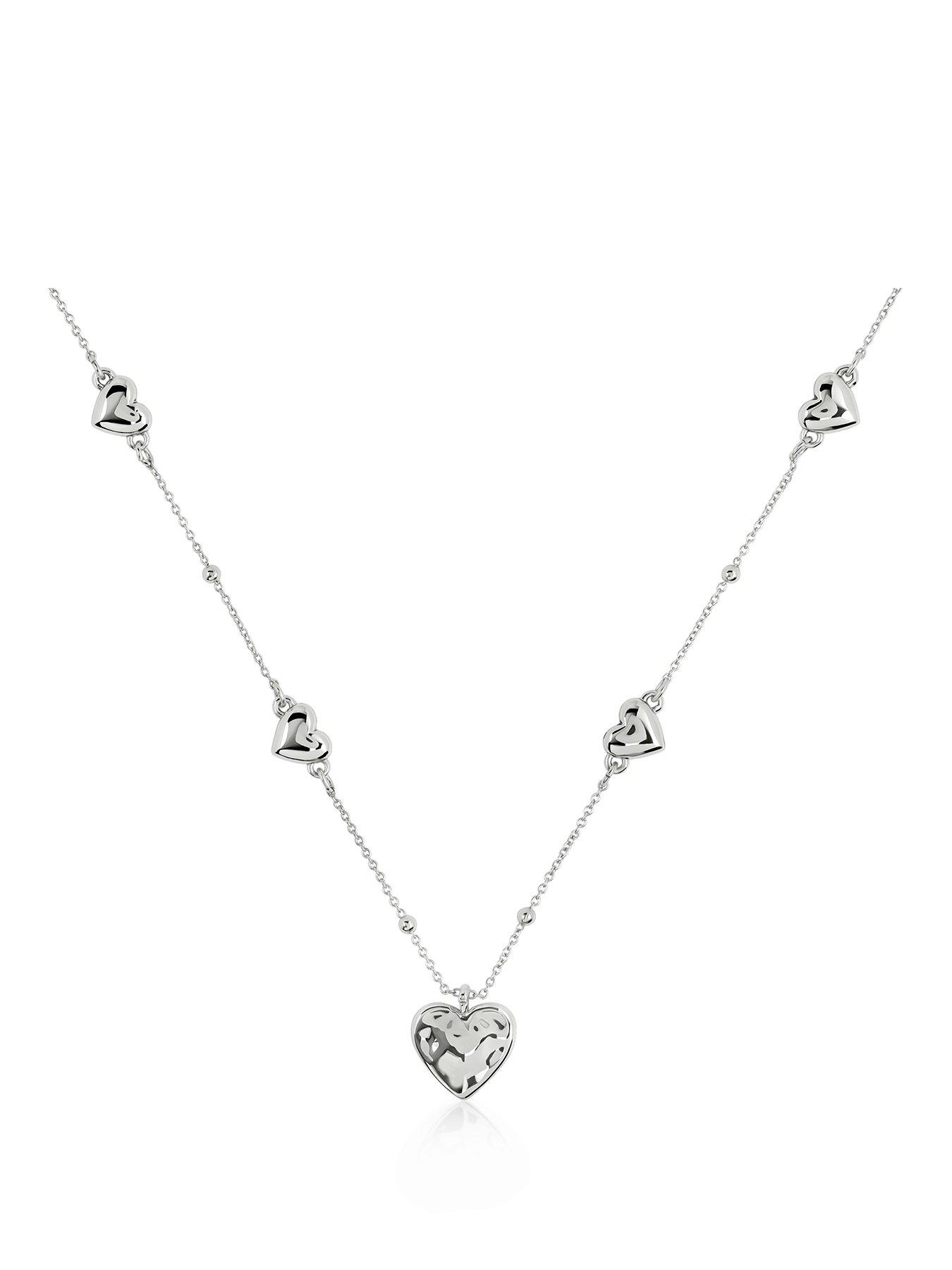 Image 1 of 4 of Radley Silver Multi Hammered Heart Charm Necklace