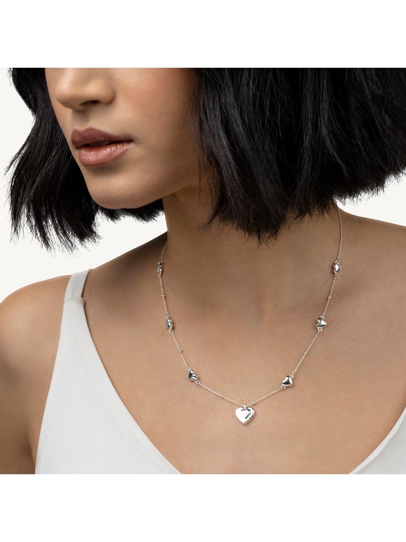 Image 2 of 4 of Radley Silver Multi Hammered Heart Charm Necklace