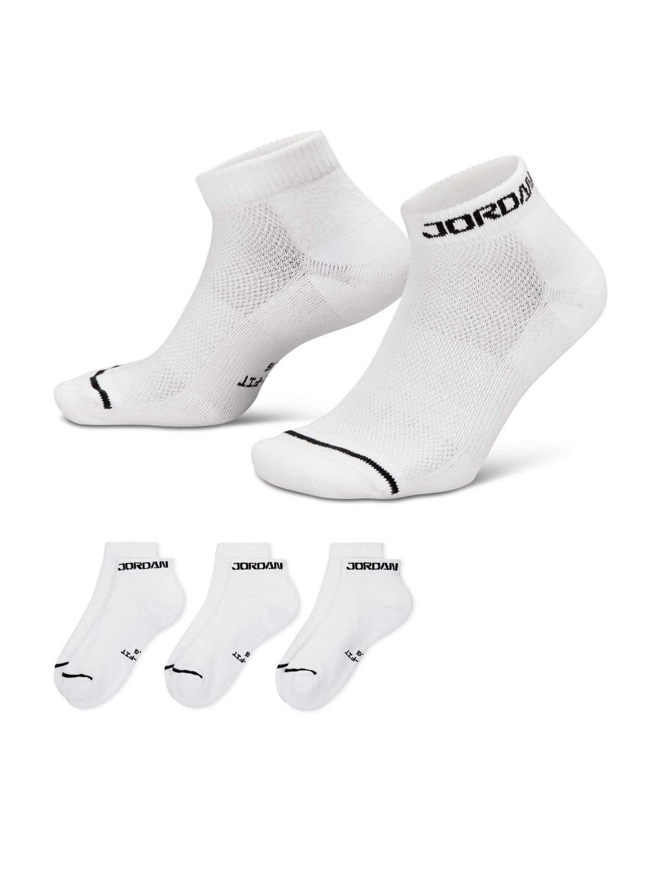 Image 1 of 6 of Jordan Nike Mens 3 Pack Ribbed Cuff Ankle Socks - White