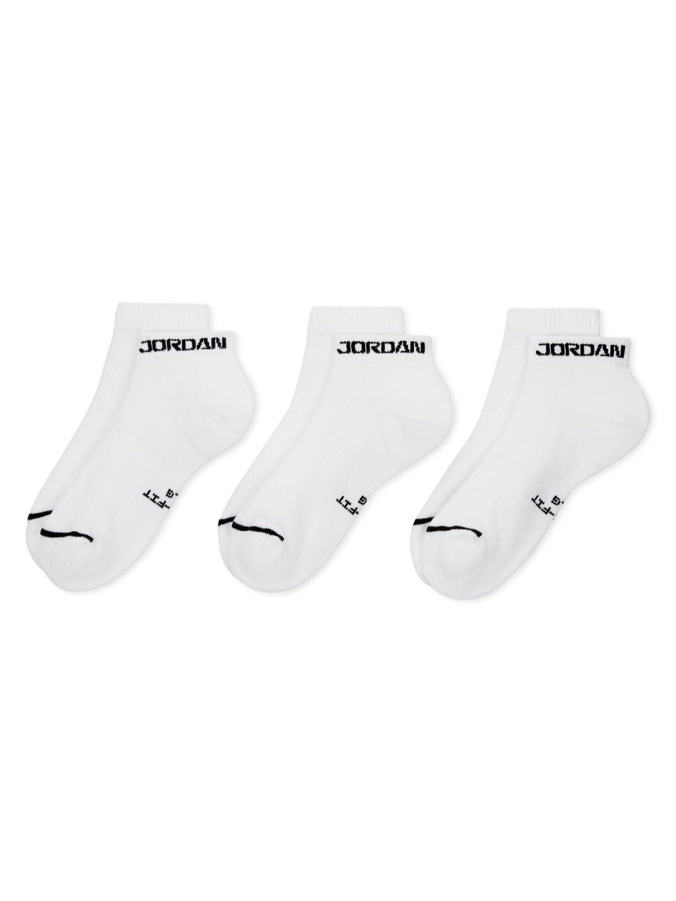 Image 2 of 6 of Jordan Nike Mens 3 Pack Ribbed Cuff Ankle Socks - White