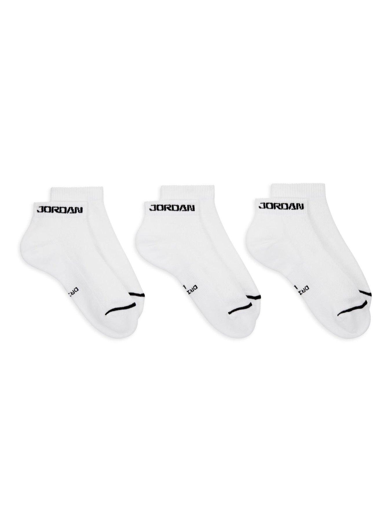 Image 3 of 6 of Jordan Nike Mens 3 Pack Ribbed Cuff Ankle Socks - White