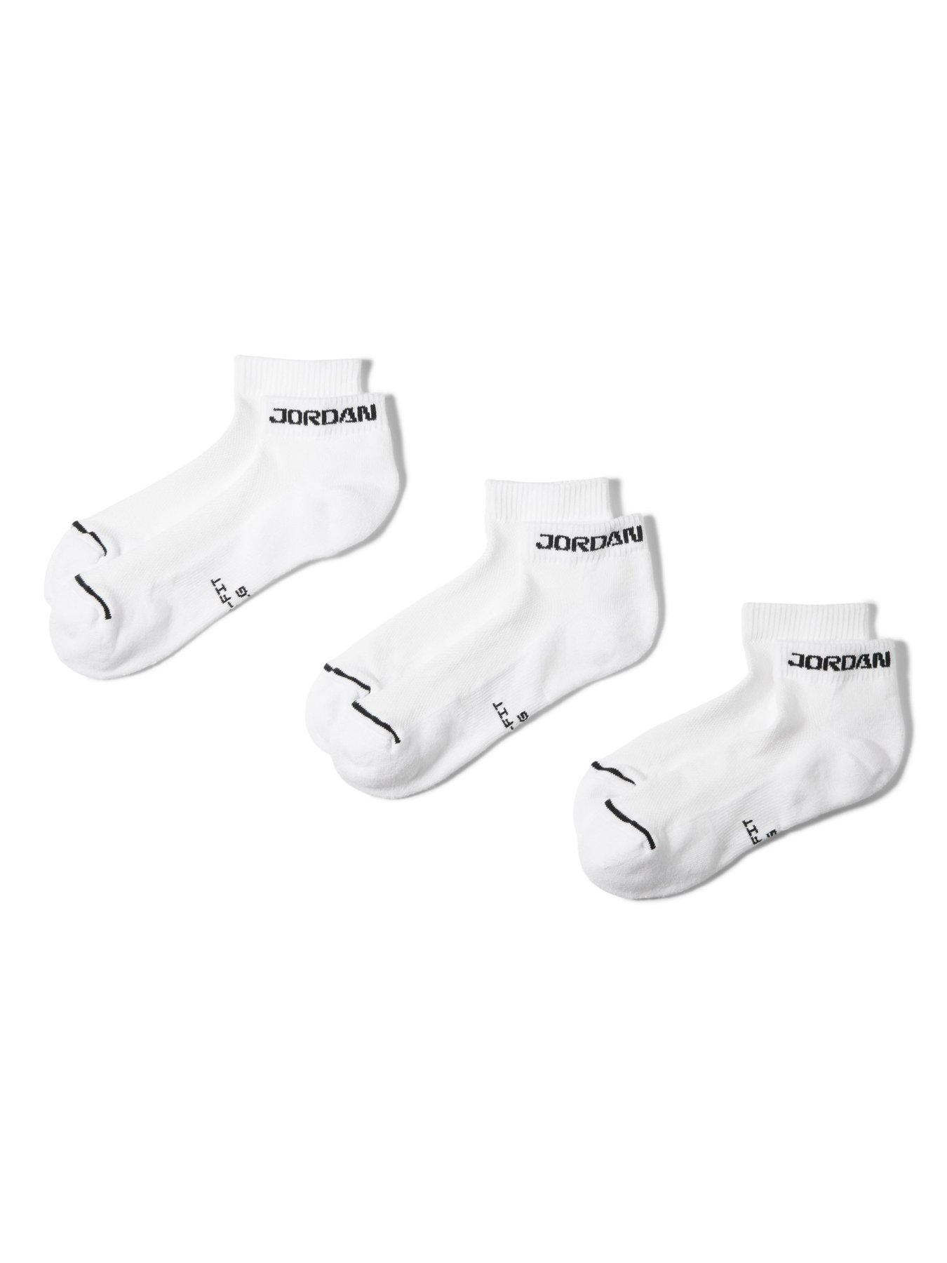 Image 4 of 6 of Jordan Nike Mens 3 Pack Ribbed Cuff Ankle Socks - White