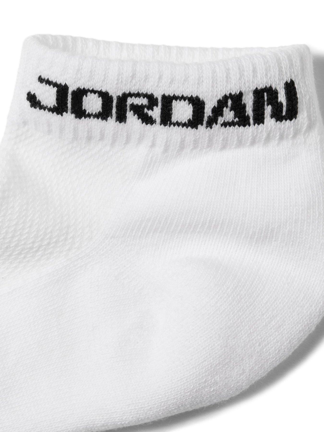 Image 6 of 6 of Jordan Nike Mens 3 Pack Ribbed Cuff Ankle Socks - White