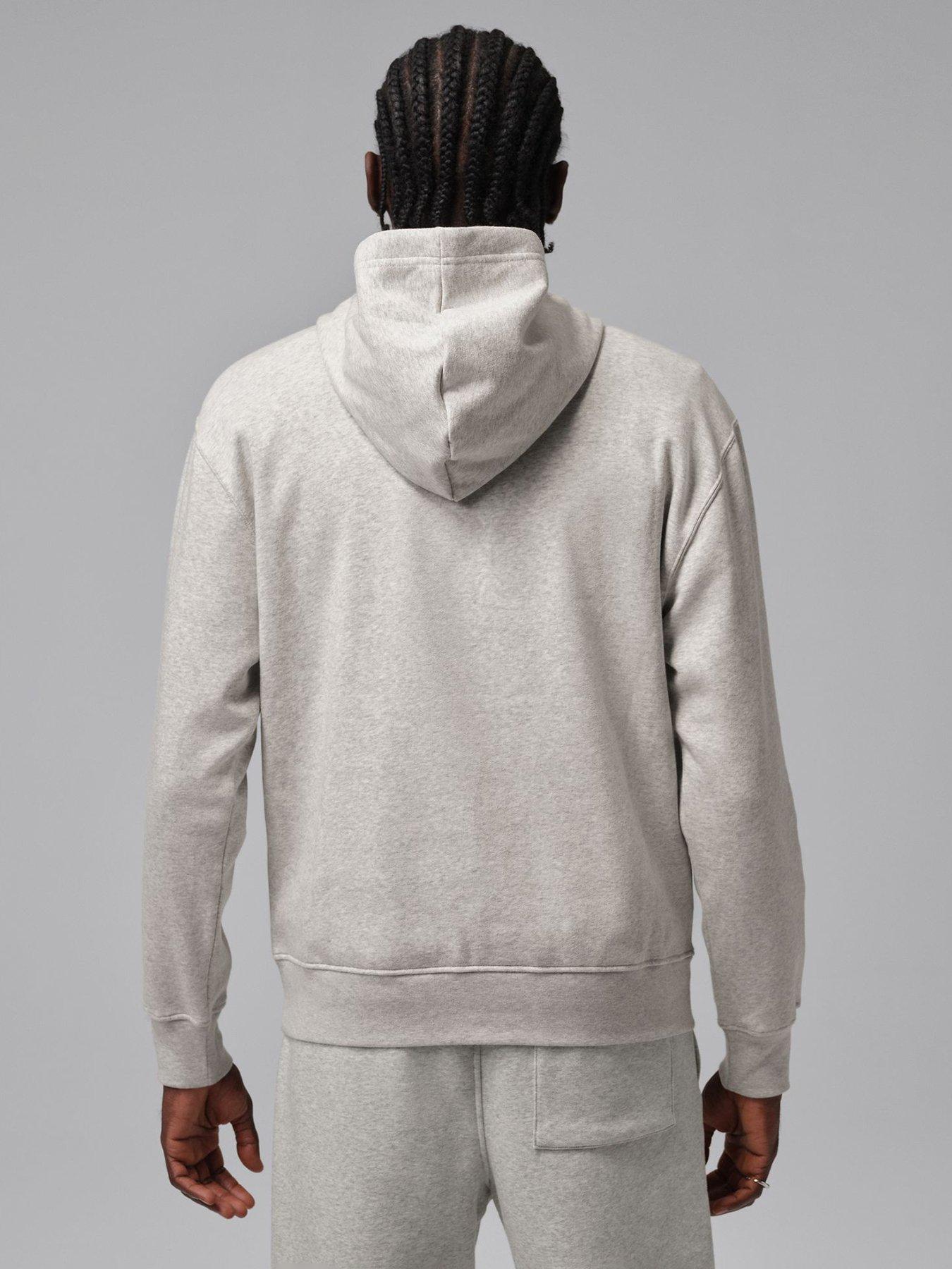 Image 2 of 6 of Jordan Nike Mens Soft-Feel Fixed Hood Kangaroo Pocket Hoodie - Grey