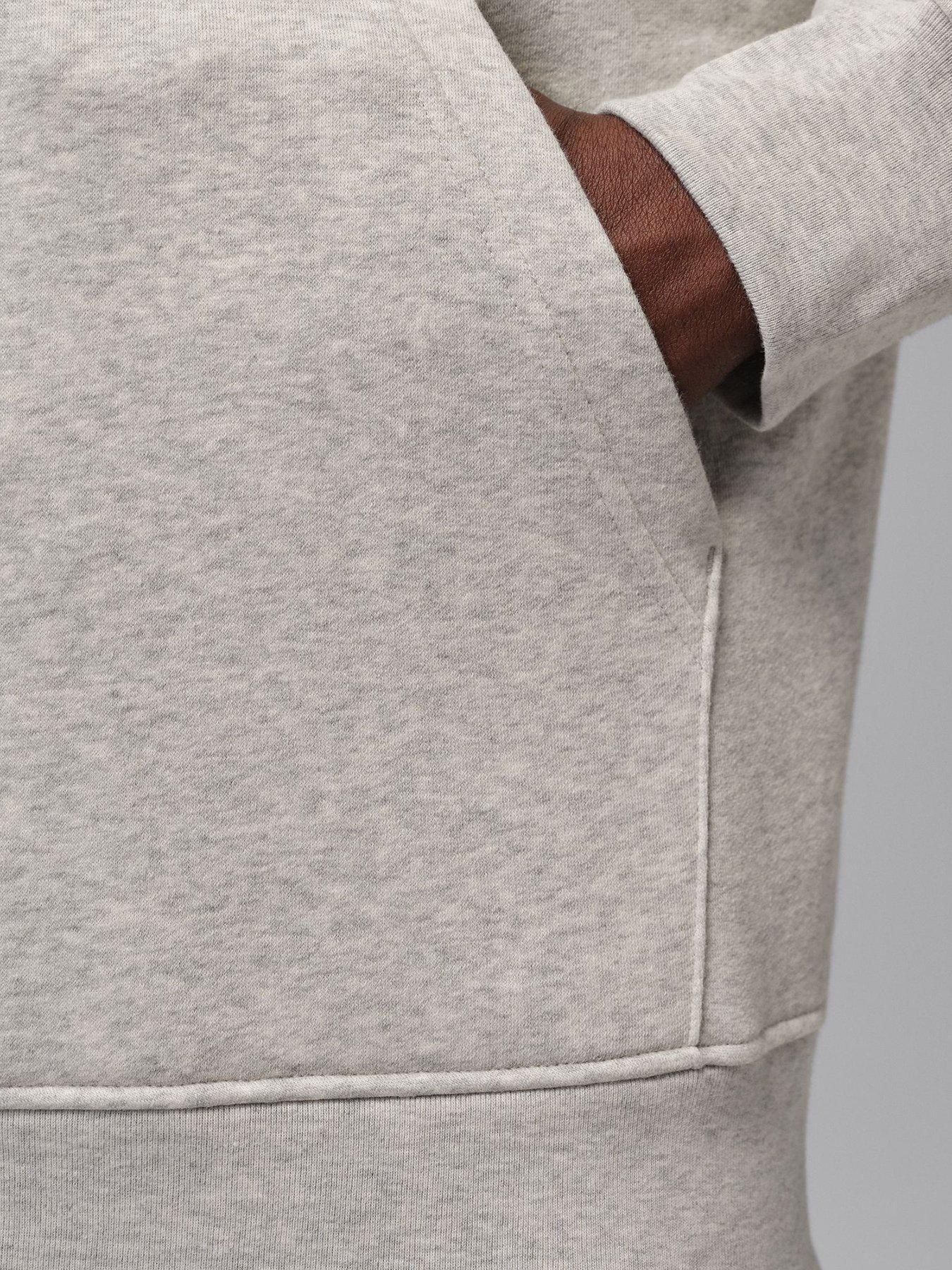 Image 5 of 6 of Jordan Nike Mens Soft-Feel Fixed Hood Kangaroo Pocket Hoodie - Grey