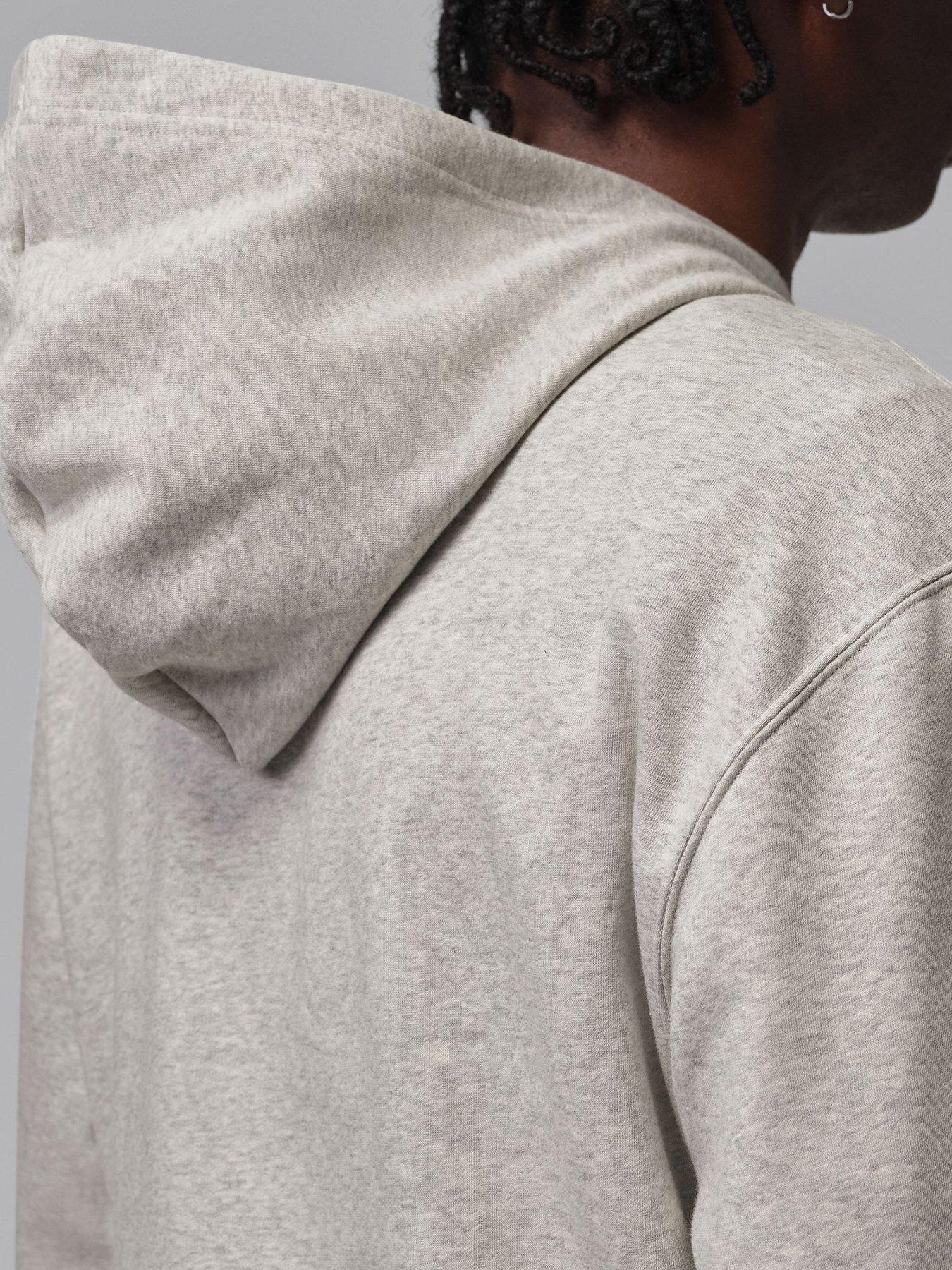 Image 6 of 6 of Jordan Nike Mens Soft-Feel Fixed Hood Kangaroo Pocket Hoodie - Grey