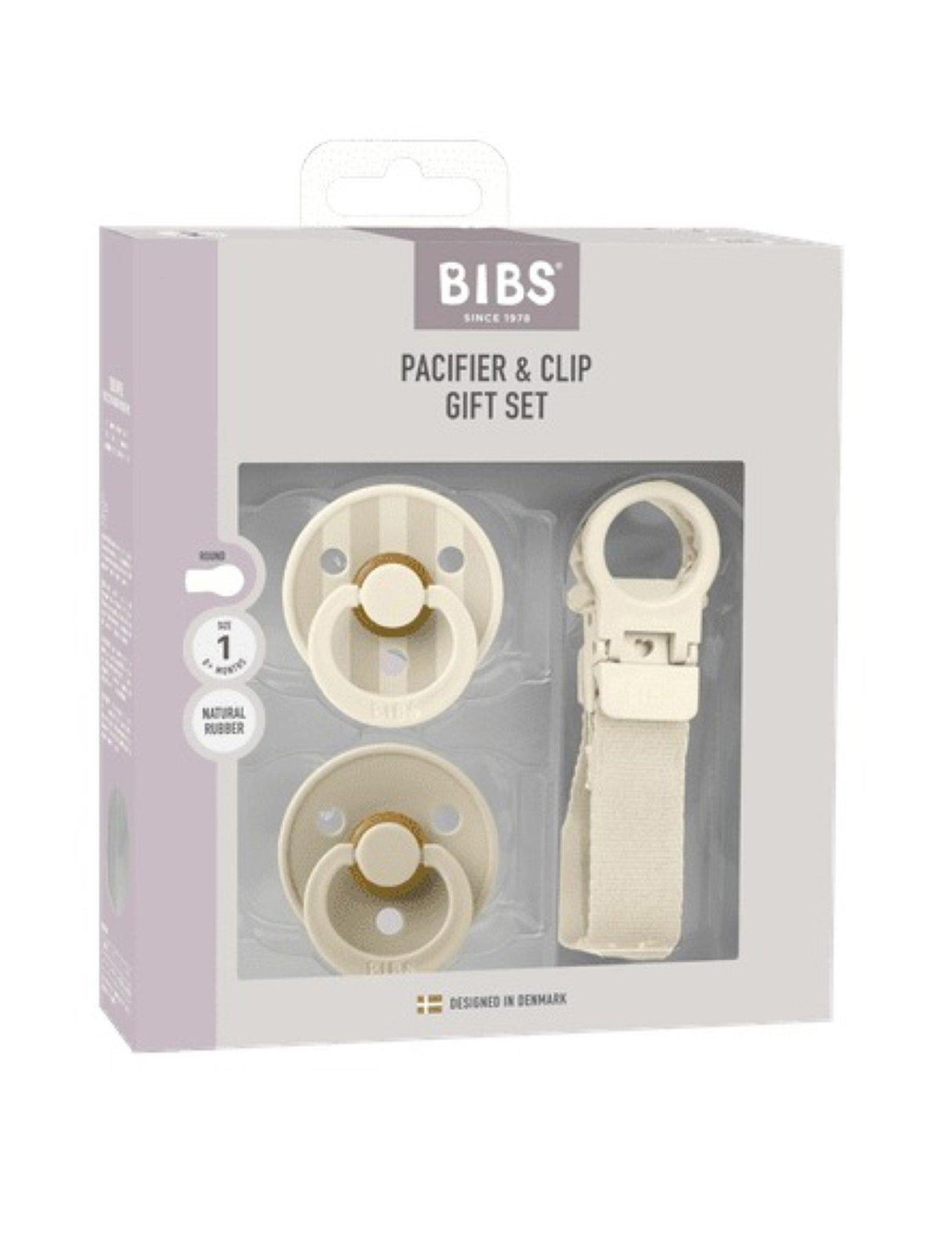 stillFront image of bibs-colour-pacifier-loop-clip-gift-set-latex-size-1-ivory