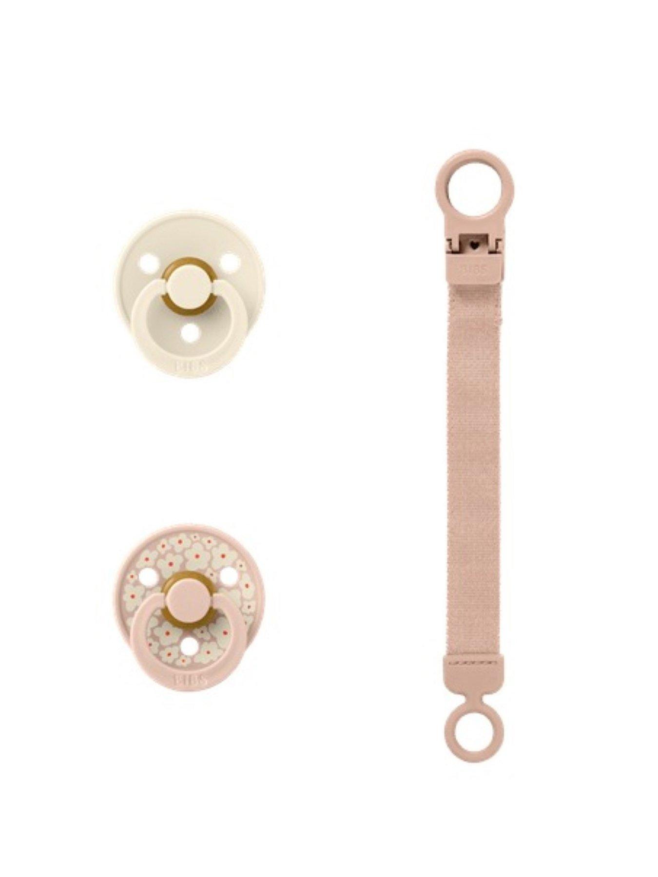 BIBS Colour Pacifier & Loop Clip Gift Set Latex Size 1 - Blush