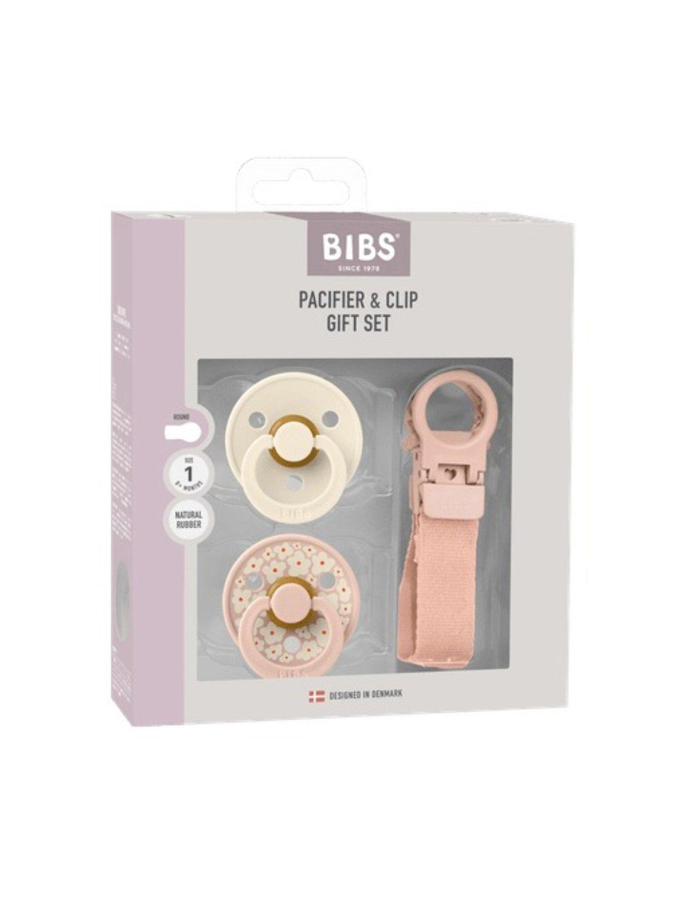 BIBS Colour Pacifier & Loop Clip Gift Set Latex Size 1 - Blush