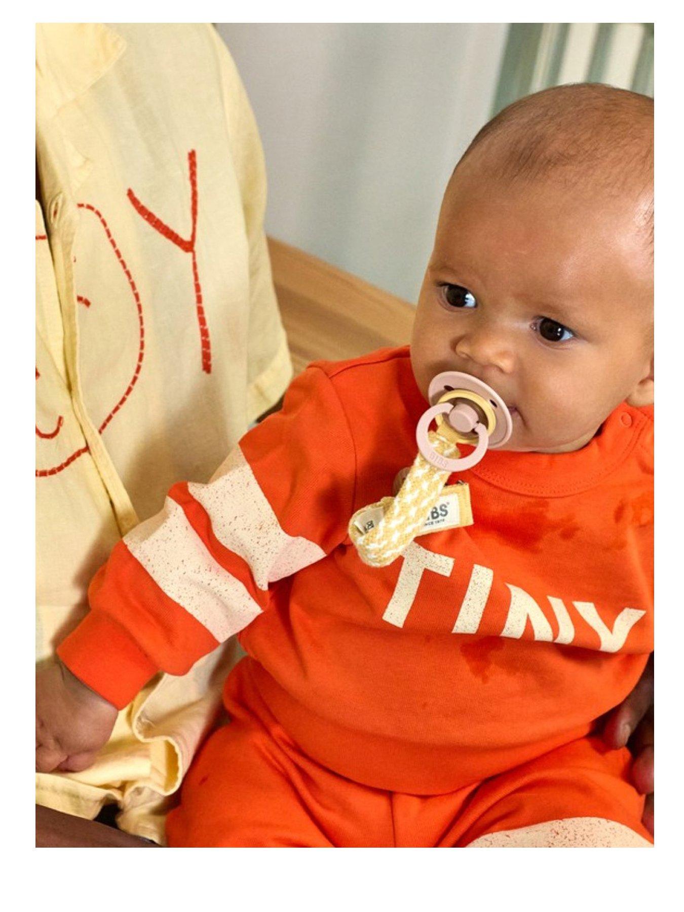  image of bibs-pacifier-clip-braided-blushivory