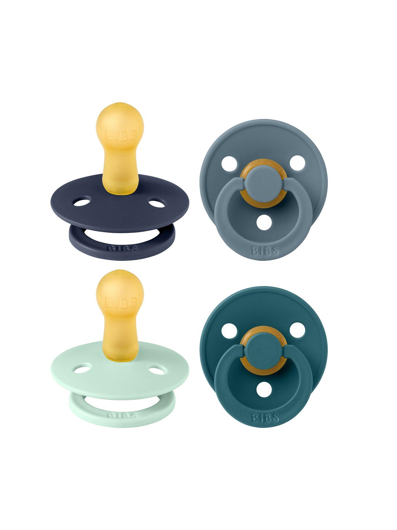 BIBS Pacifier Colour 4 PACK Latex Size 1 Baby Boy BUNDLE - BLUE