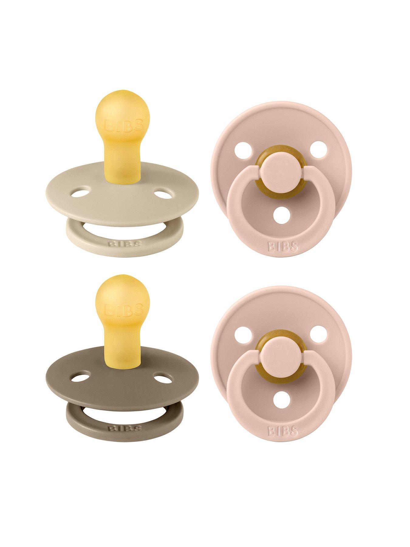BIBS Pacifier Colour 4 PACK Latex Size 1 - Baby Blush BUNDLE