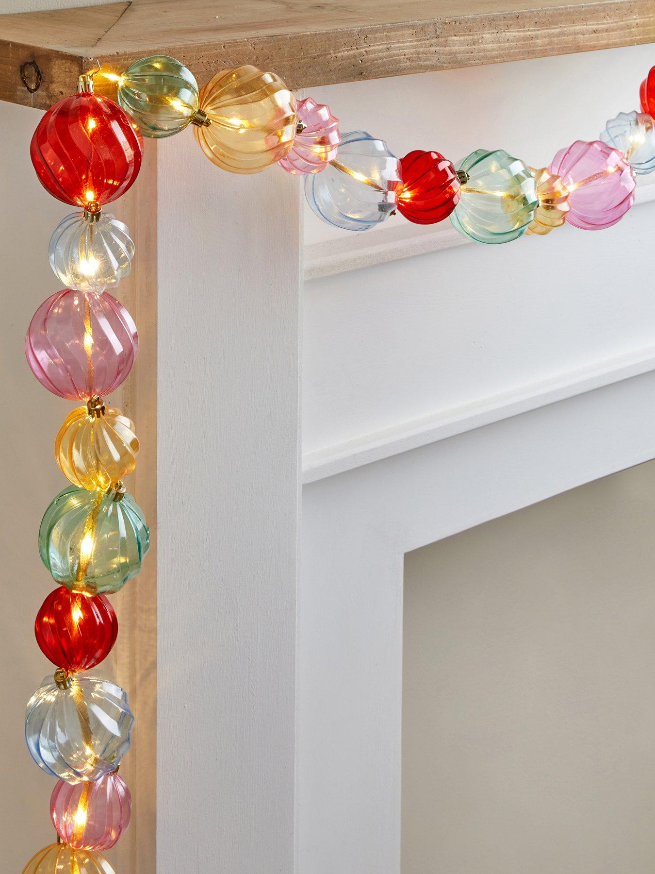 The Very Collection 180cm Light Up Coloured Baubles Garland