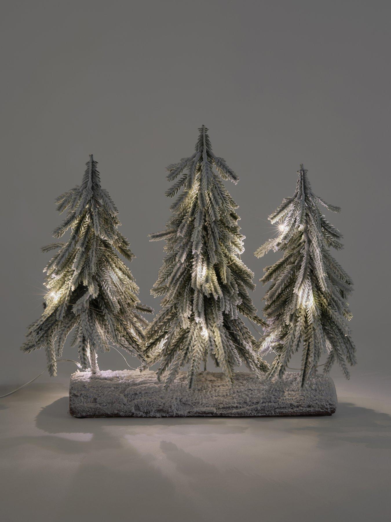 Image 3 of 7 of The Very Collection Prelit Snow Frosted Table Centre Tree Trio