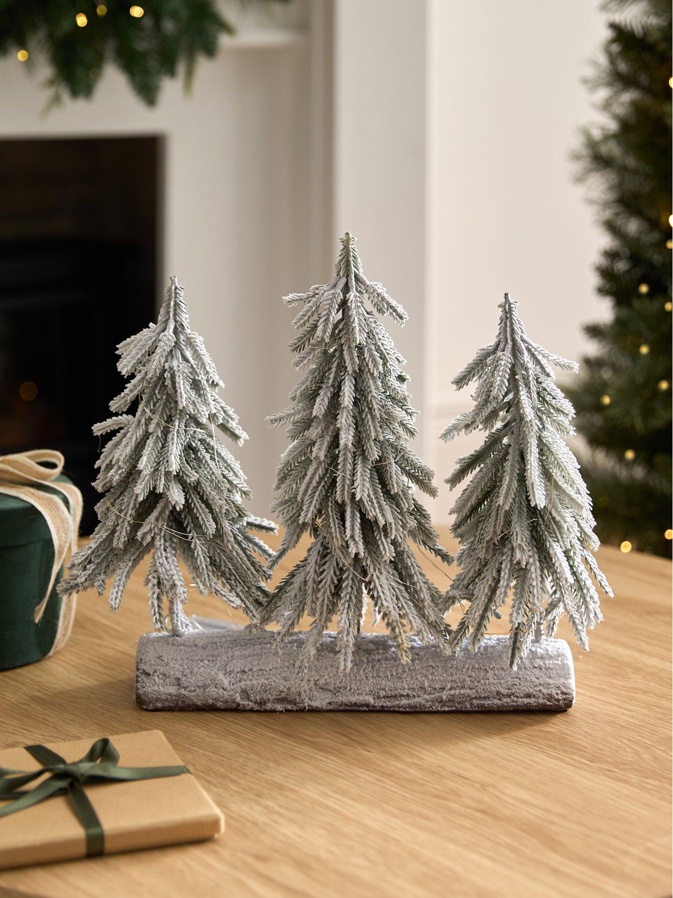 Image 7 of 7 of The Very Collection Prelit Snow Frosted Table Centre Tree Trio