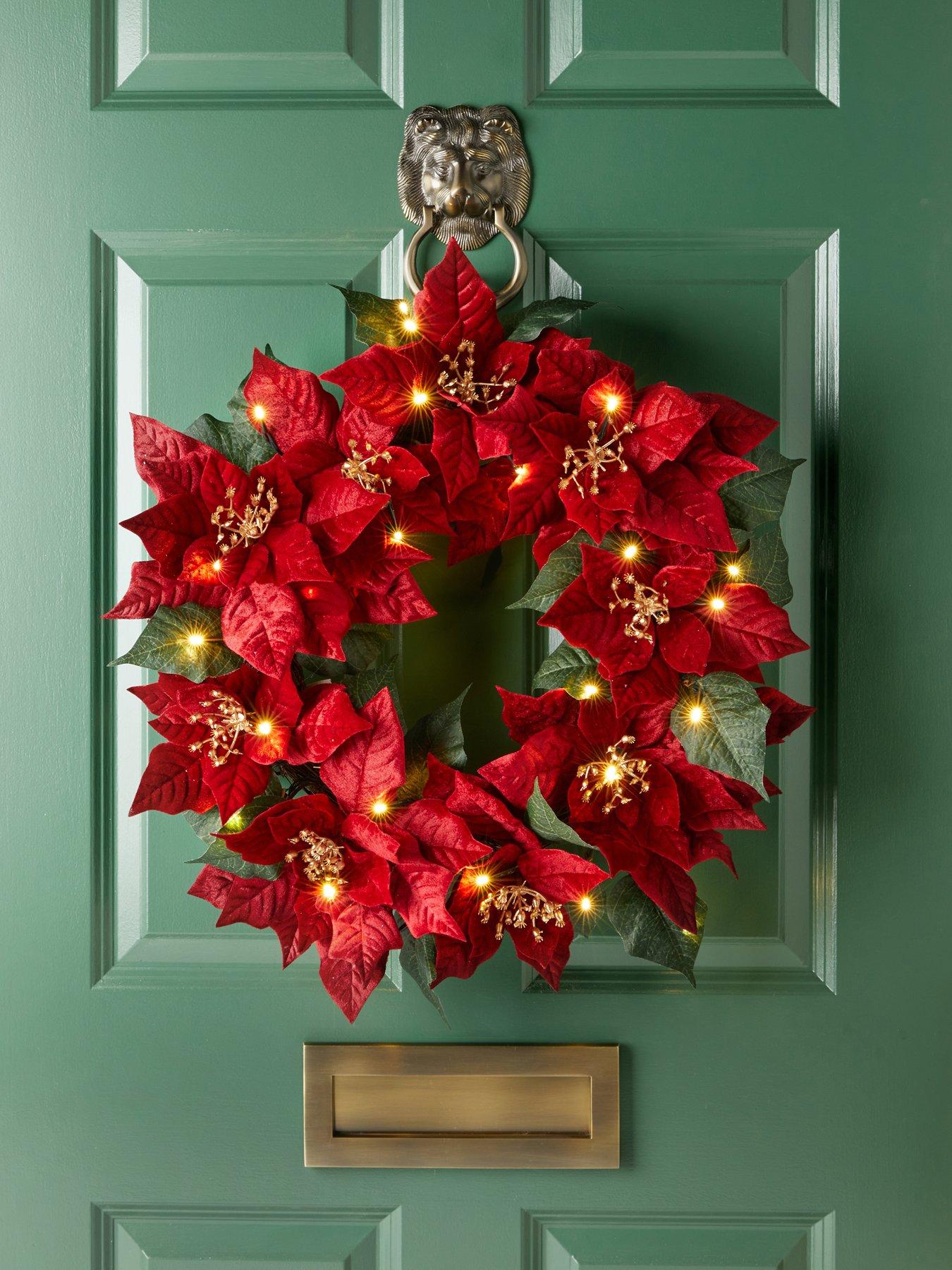 Image 1 of 4 of The Very Collection Poinsettia Red Wreath