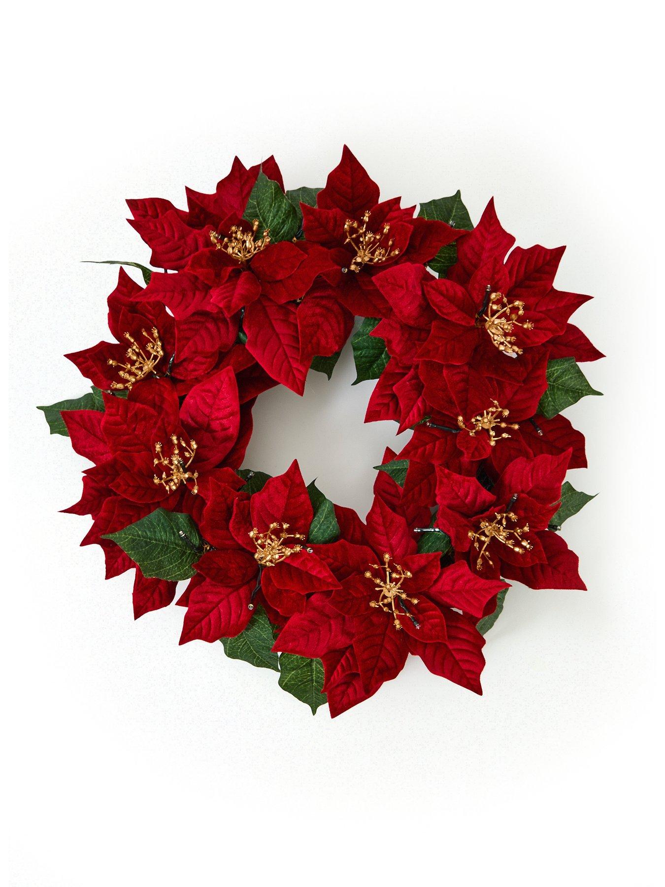 Image 2 of 4 of The Very Collection Poinsettia Red Wreath